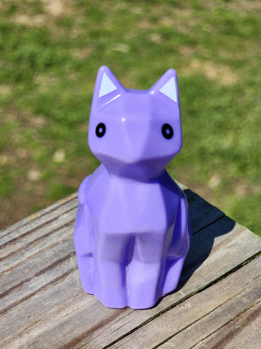 Geometric Kitty Cat Animal Themed Purple Rubber Animal Rubber Character Lover Gift for Friend Office Desk Toy - Purple Black - Individual