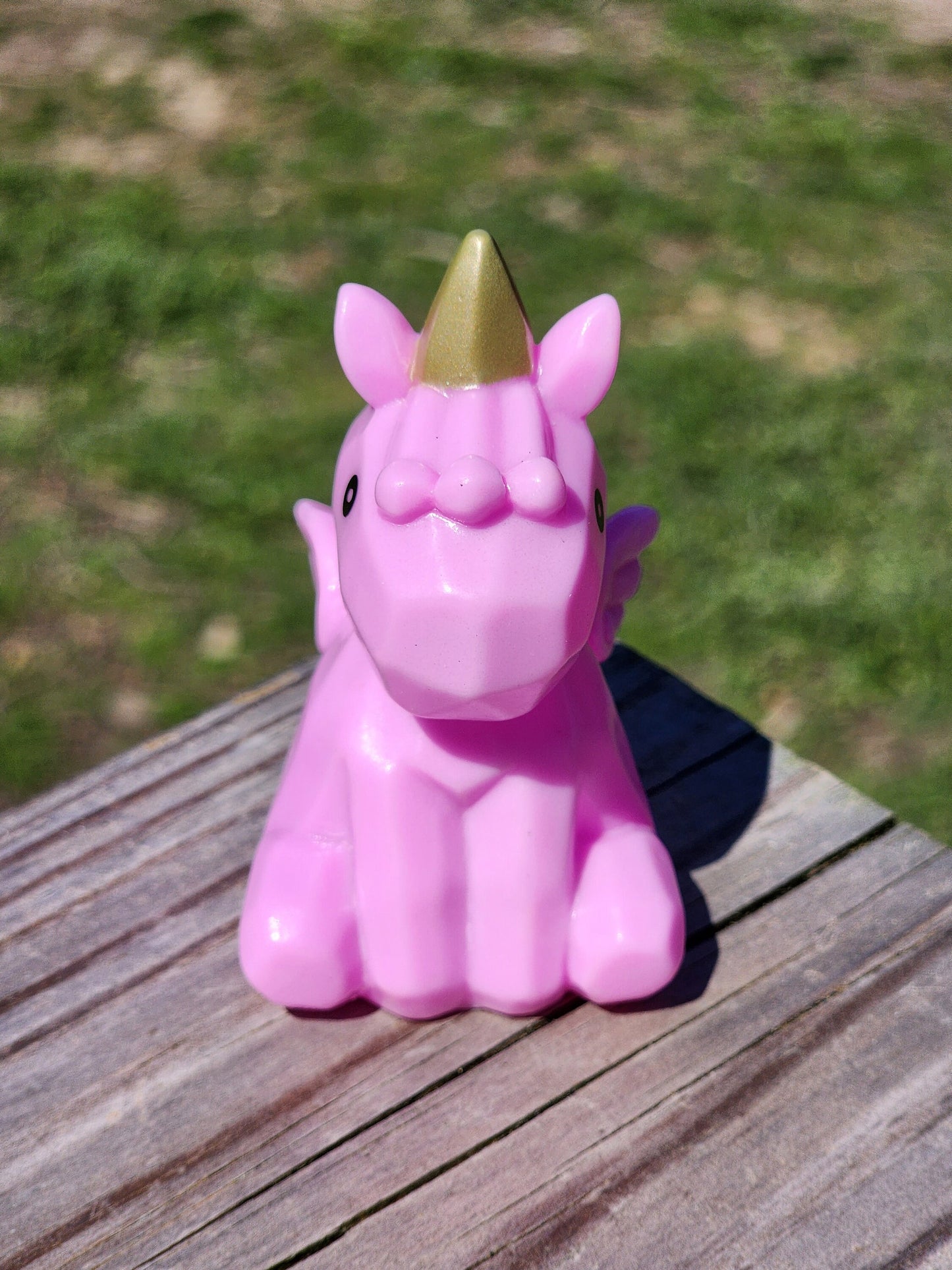 Geometric Mythical Unicorn Animal Themed Pink Rubber Animal Rubber Character Lover Gift for Friend Office Desk Toy - Pink Brown - Individual