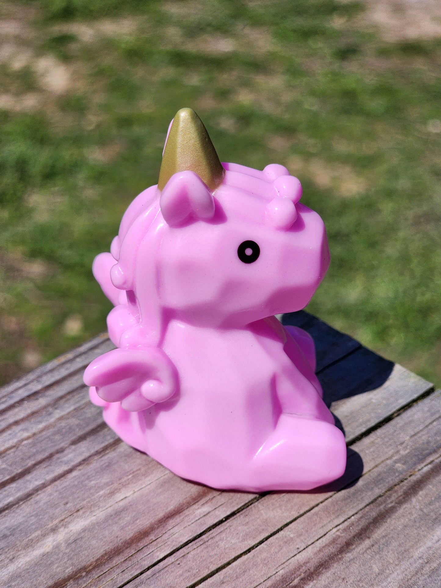 Geometric Mythical Unicorn Animal Themed Pink Rubber Animal Rubber Character Lover Gift for Friend Office Desk Toy - Pink Brown - Individual