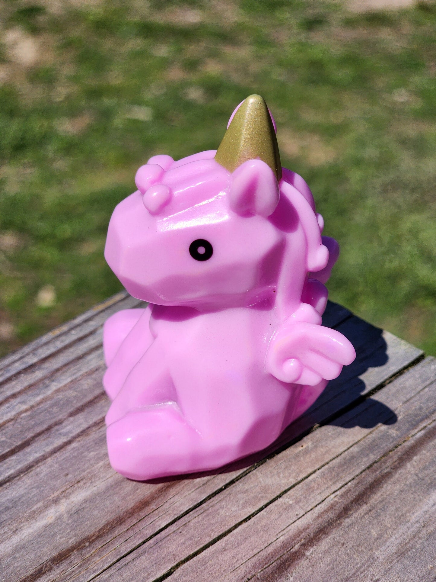 Geometric Mythical Unicorn Animal Themed Pink Rubber Animal Rubber Character Lover Gift for Friend Office Desk Toy - Pink Brown - Individual