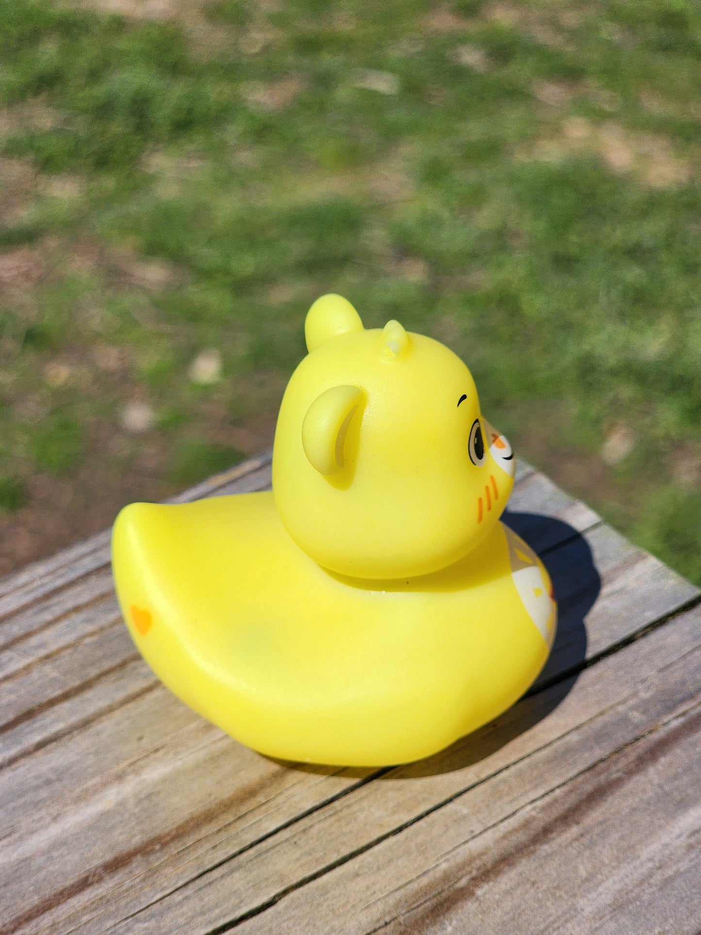 Care Bear Yellow Sunshine Themed Yellow Rubber Duck Ducks Gift for Friend Rubber Duck Gift Office Desk Toy - Yellow White - Individuals