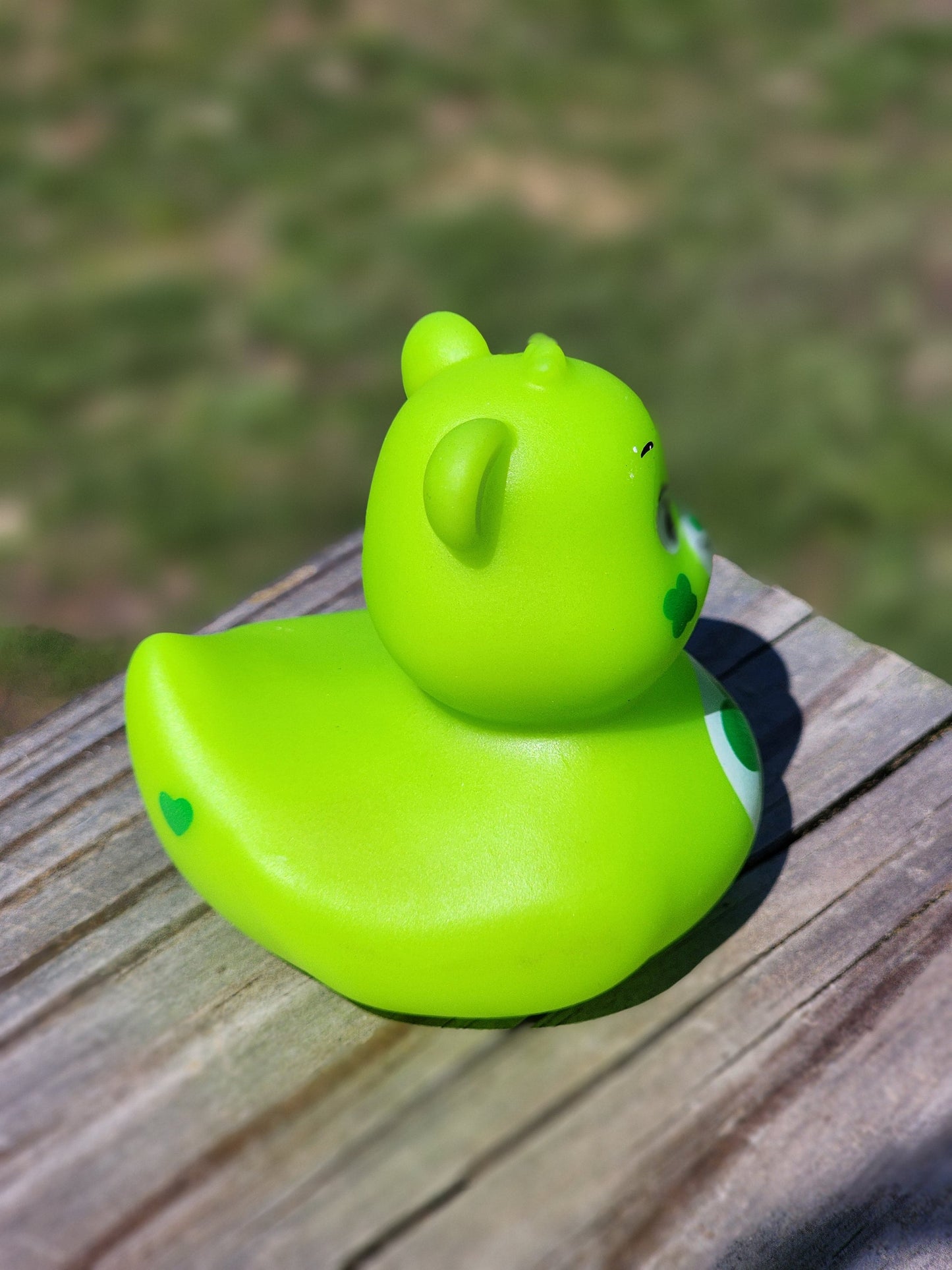 Care Bear Green Clover Themed Green Rubber Duck Ducks Gift for Friend Rubber Duck Gift Office Desk Toy - Green White - Individuals