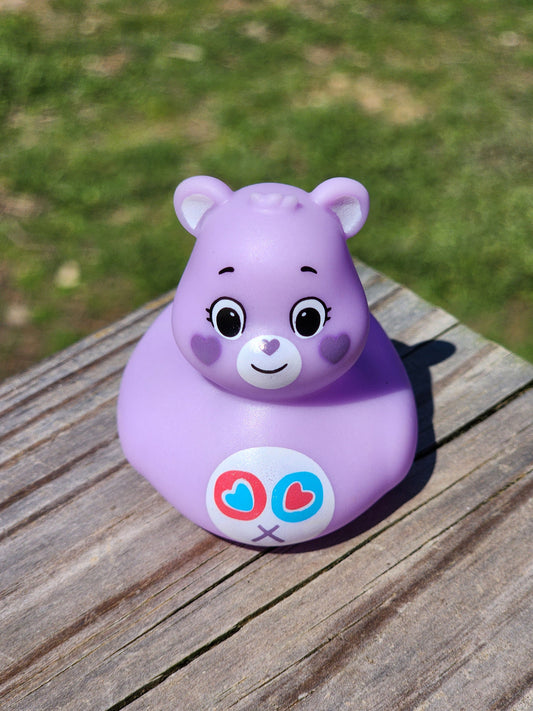 Care Bear Purple Heart Themed Purple Rubber Duck Ducks Gift for Friend Rubber Duck Gift Office Desk Toy - Purple Red Blue White- Individuals