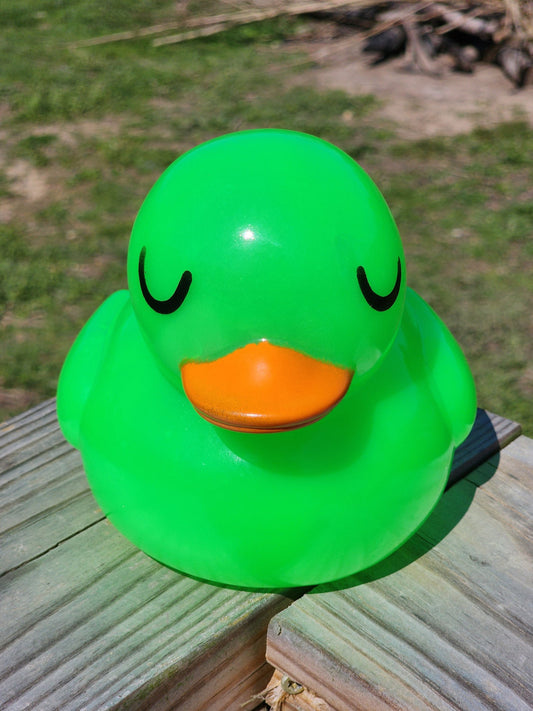 Large Neon Fluorescent Themed Green Rubber Duck Ducks Friend Gift Duck Lover Gift Office Desk Toy - Green Neon Black - Individuals