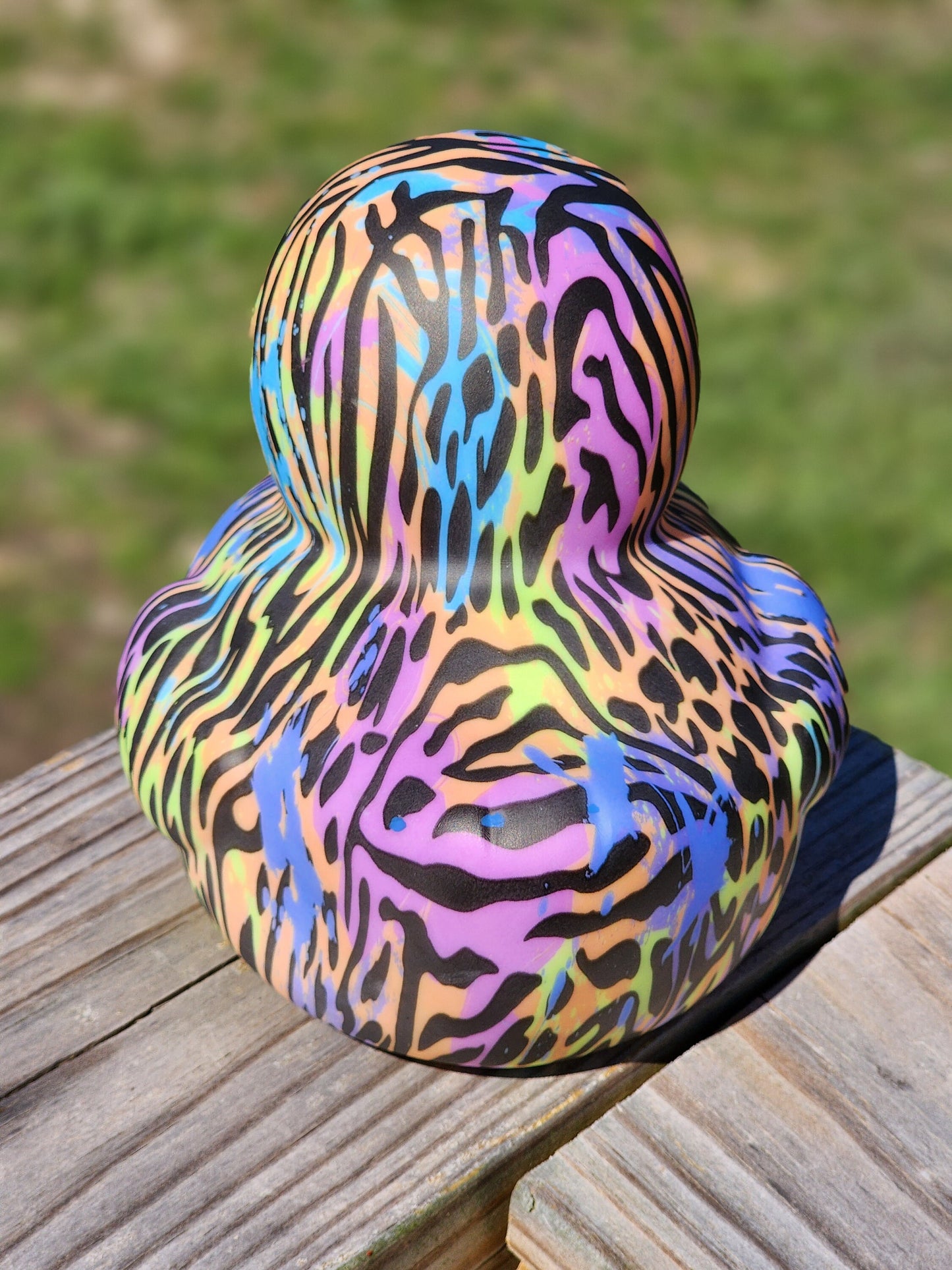 Large Animal Print Themed Rainbow Zebra Rubber Duck Ducks Friend Gift Duck Lover Gift Office Desk Toy - Zebra Rainbow Black - Individuals