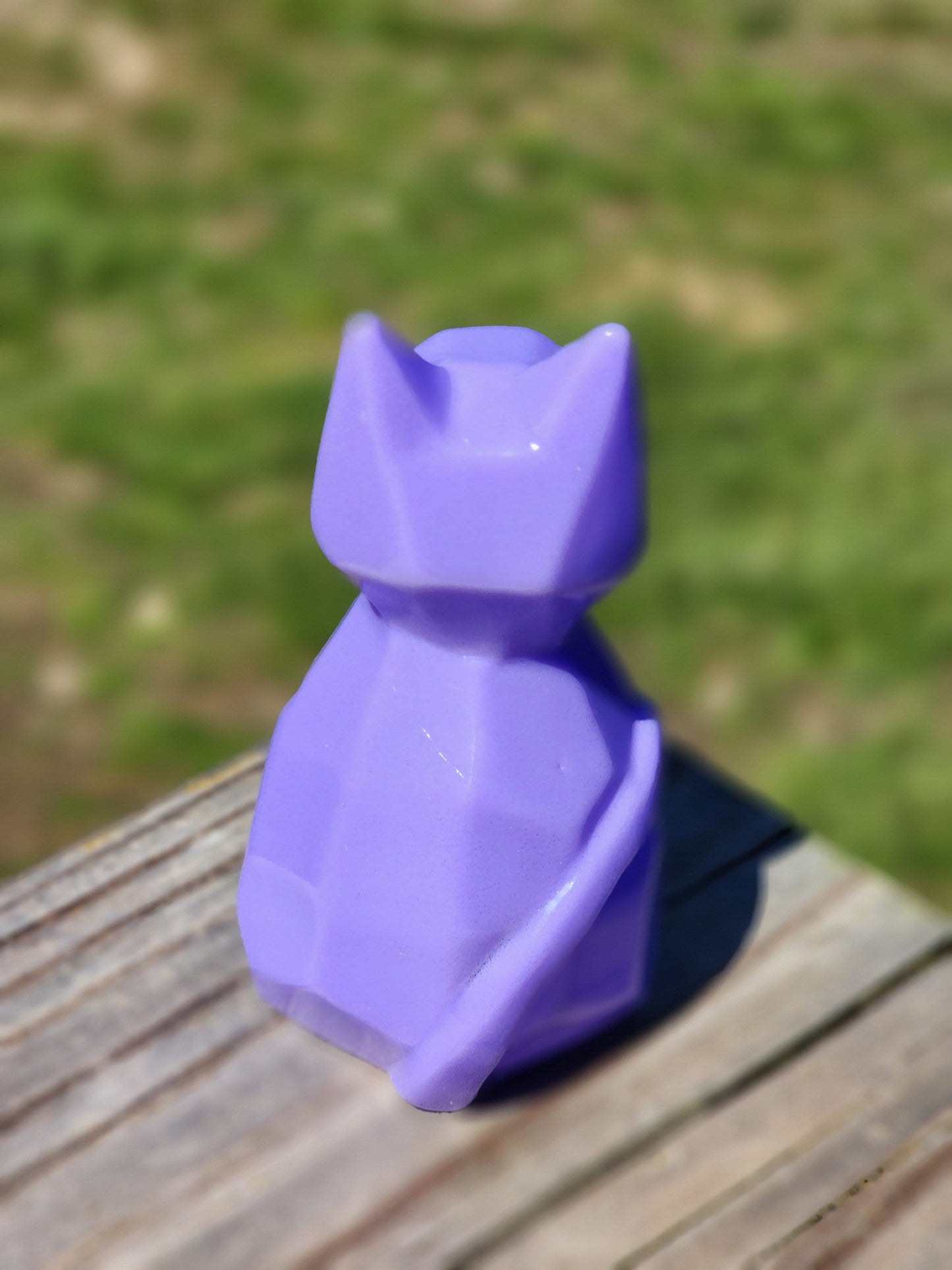 Geometric Kitty Cat Animal Themed Purple Rubber Animal Rubber Character Lover Gift for Friend Office Desk Toy - Purple Black - Individual