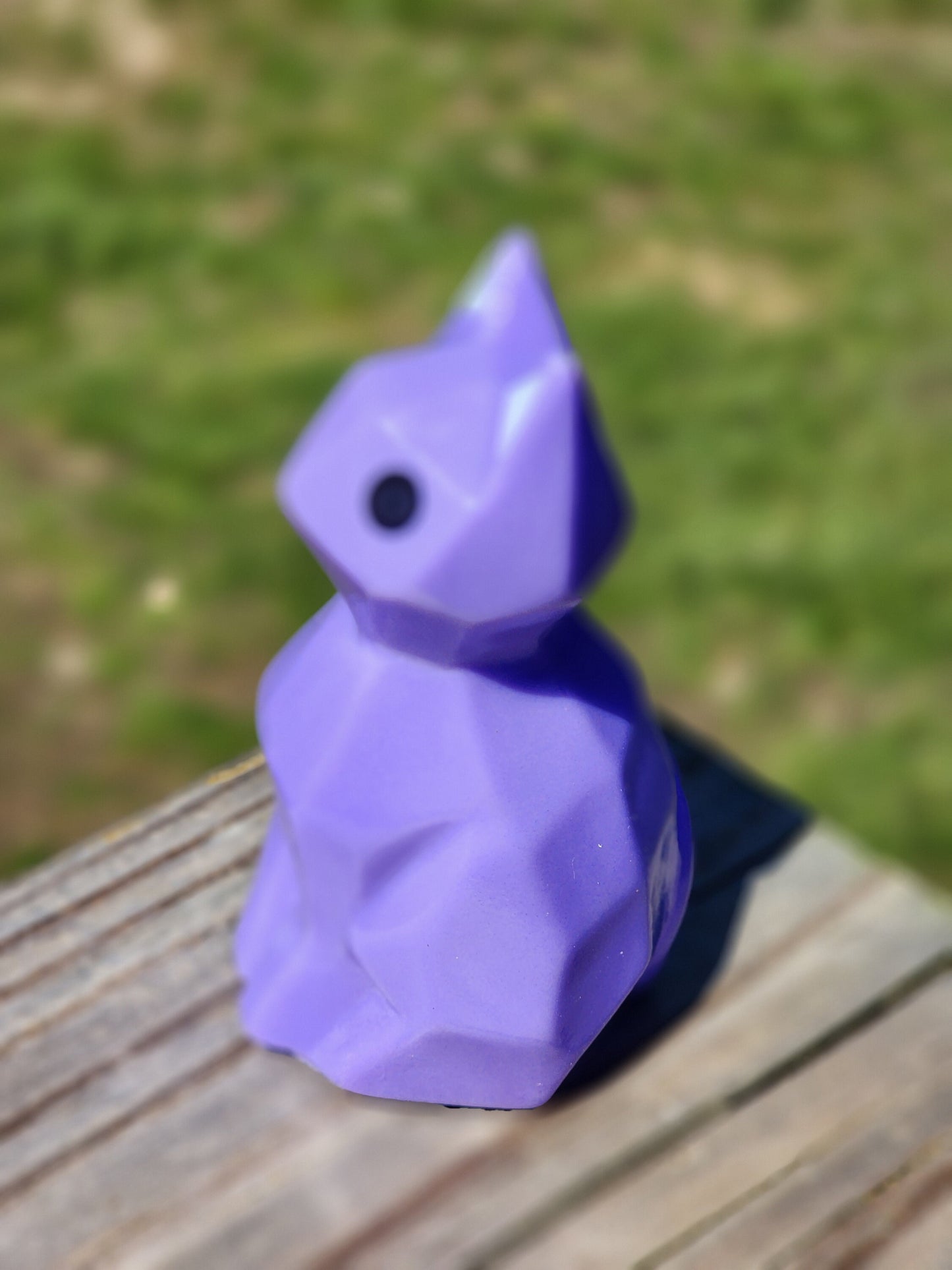 Geometric Kitty Cat Animal Themed Purple Rubber Animal Rubber Character Lover Gift for Friend Office Desk Toy - Purple Black - Individual