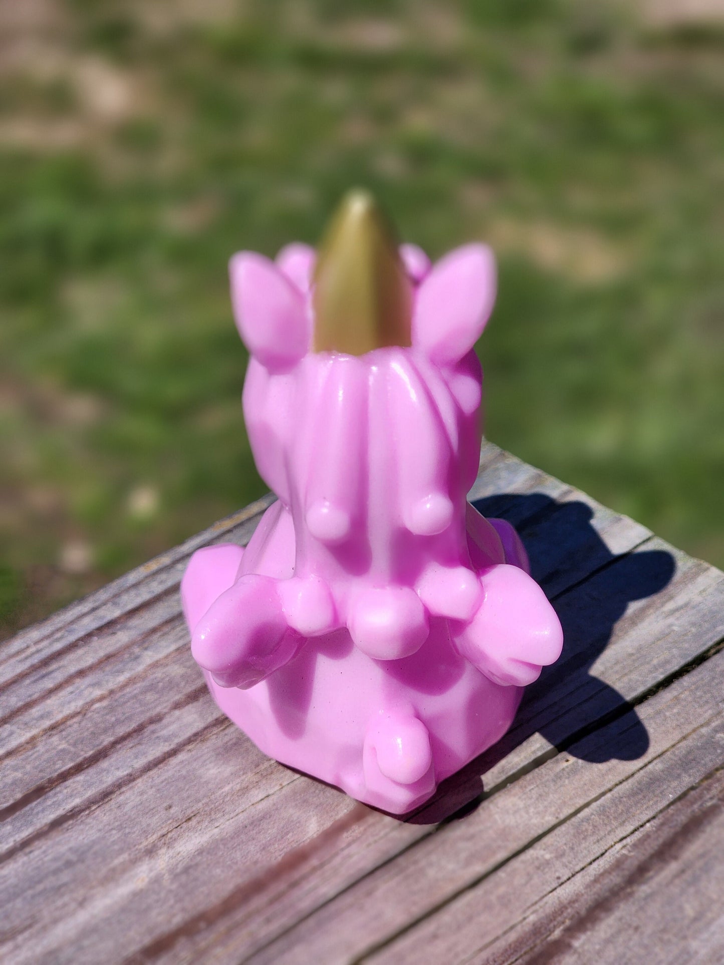 Geometric Mythical Unicorn Animal Themed Pink Rubber Animal Rubber Character Lover Gift for Friend Office Desk Toy - Pink Brown - Individual