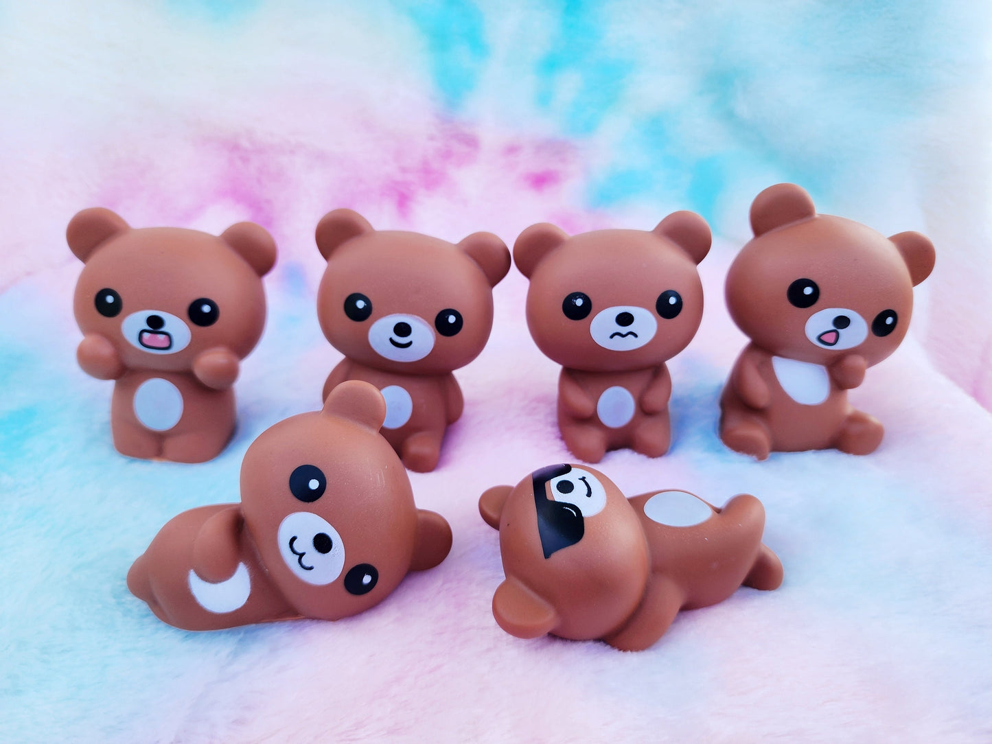 Cute Bears | Cute Novelty Gift | Mountains Lover | Rubber Animal | Office Desk Toy | Gift for Animal Lover | Individual Item | Set of 6