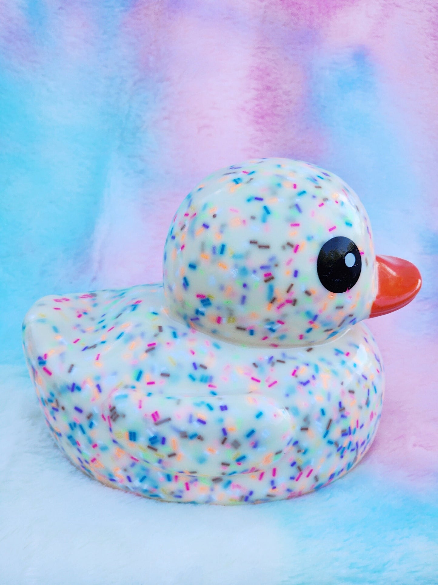 Large Vanilla Sprinkle Rubber Duck | Cute Novelty Gift | Donut Lover | Gift for Friend | Office Desk Toy | Colorful | Individual Item