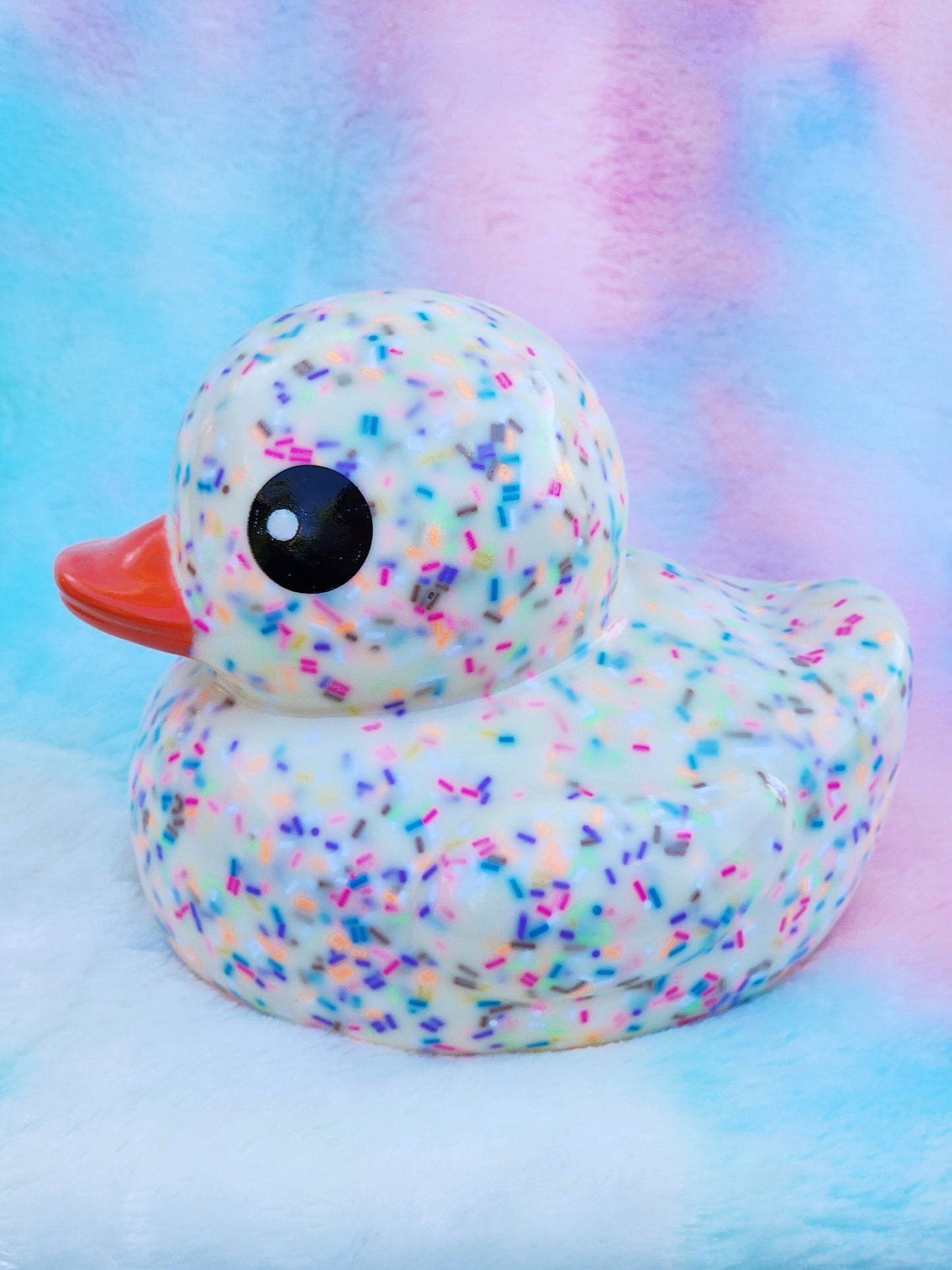 Large Vanilla Sprinkle Rubber Duck | Cute Novelty Gift | Donut Lover | Gift for Friend | Office Desk Toy | Colorful | Individual Item