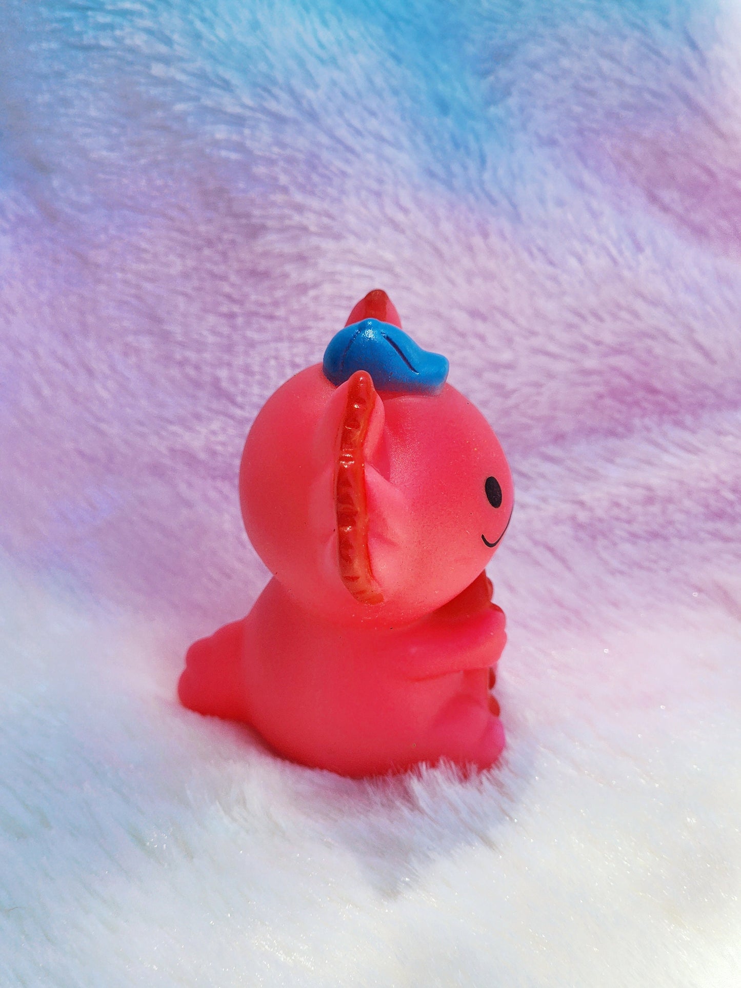 Skating Axolotl Themed Coral Rubber Figure Rubber Animal Animals Rubber Duck Ducks - Coral Red Blue - Individual