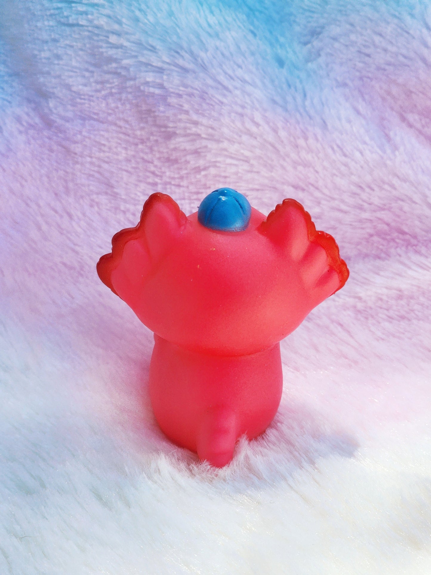 Skating Axolotl Themed Coral Rubber Figure Rubber Animal Animals Rubber Duck Ducks - Coral Red Blue - Individual