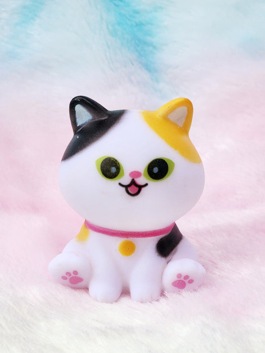 Multicolored Cat Kitty Themed White Rubber Figure Figures Rubber Animal Animals Rubber Duck Ducks - Black White Yellow - Individual