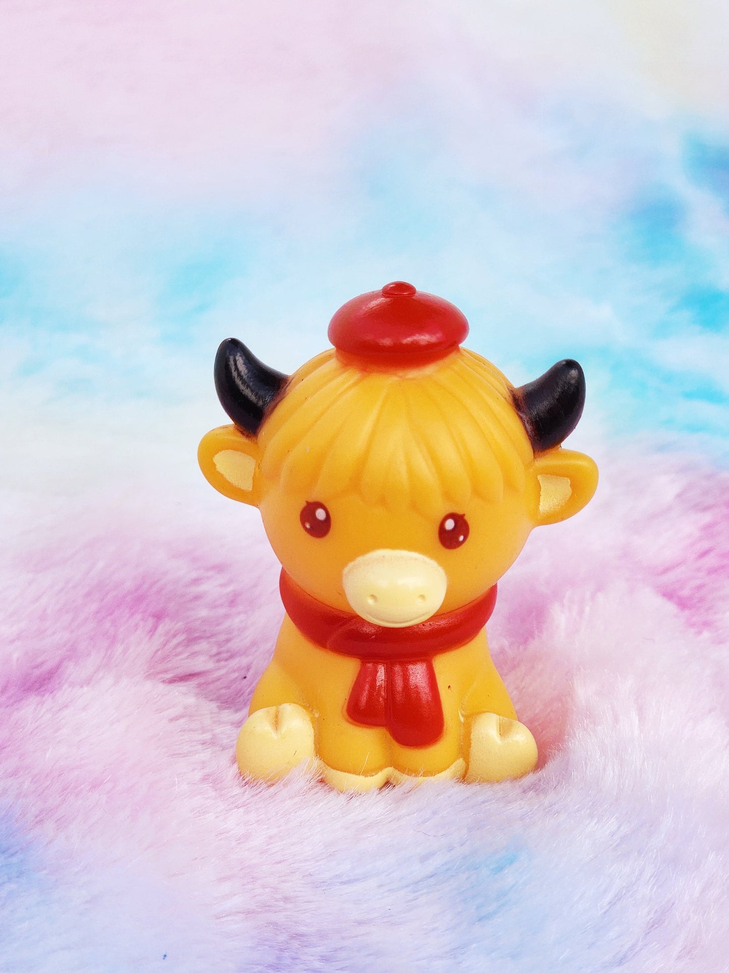 French Highland Cow | Cute Novelty Gift | Cow Lover | Rubber Animal | Office Desk Toy | Gift for Animal Lover | Individual Item