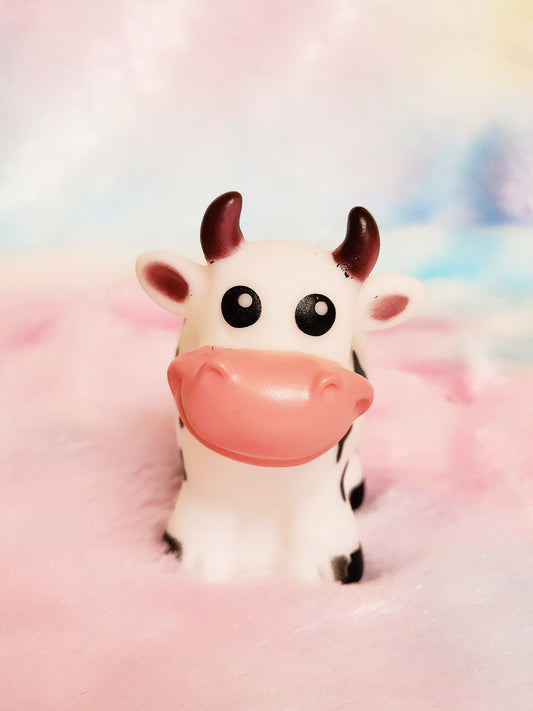 Black and White Milk Cow | Cute Novelty Gift | Cow Lover | Rubber Animal | Office Desk Toy | Gift for Animal Lover | Individual Item