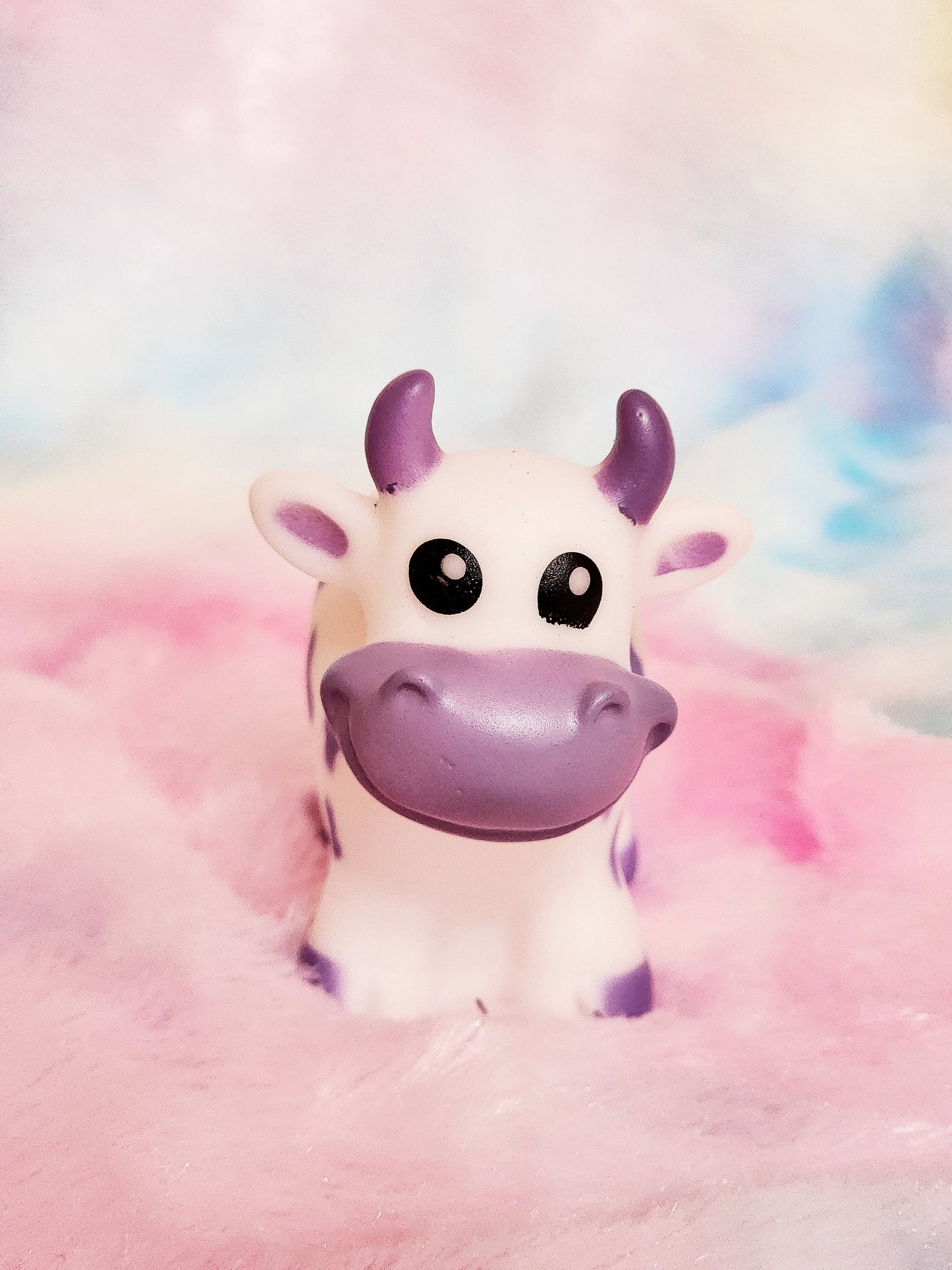 Purple Cow Farm Animal Themed Purple Rubber Figure Rubber Animal Highland Cow Lover Gift for Friend - Purple White - Individual