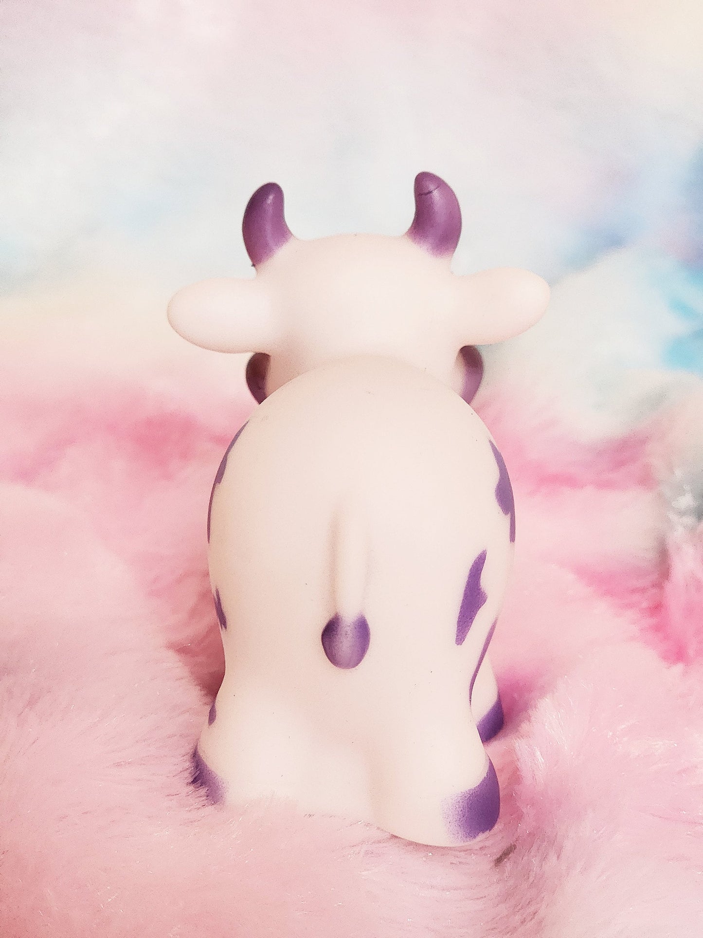 Purple Cow Farm Animal Themed Purple Rubber Figure Rubber Animal Highland Cow Lover Gift for Friend - Purple White - Individual