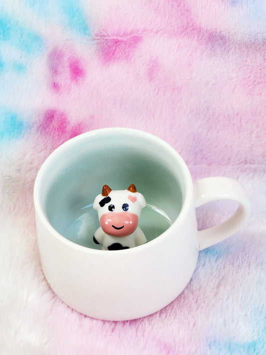 Cow Animal Mug 3D Barn Animal Ceramic Mug Cute Black and White Cow Highland Cow Housewarming Holiday College Gift