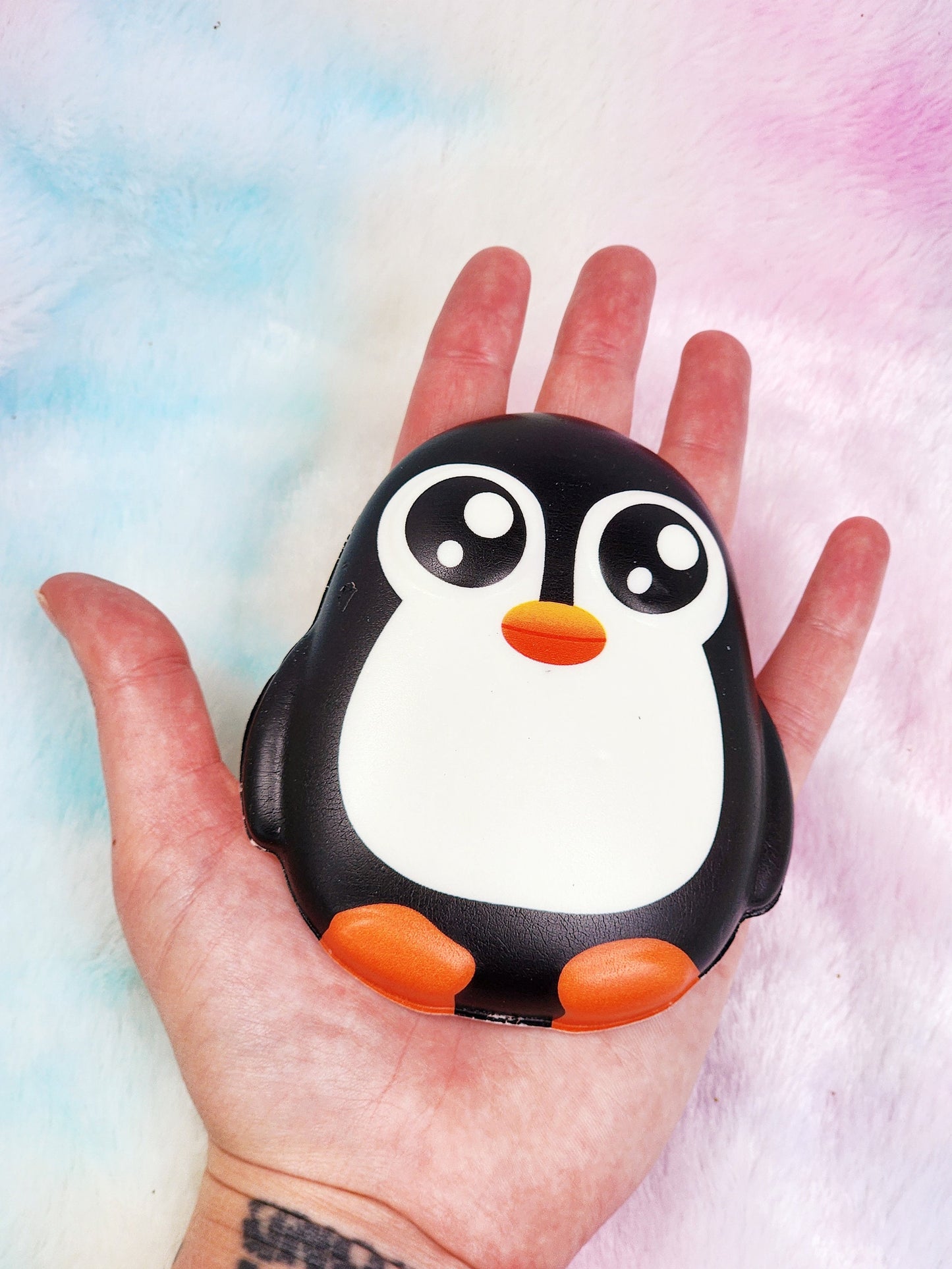 Jumbo Penguin Squish Sticker Animal Lover Penguin Gift Animal Gift Squishy Animal Sticker - Oranage Black White - Individual