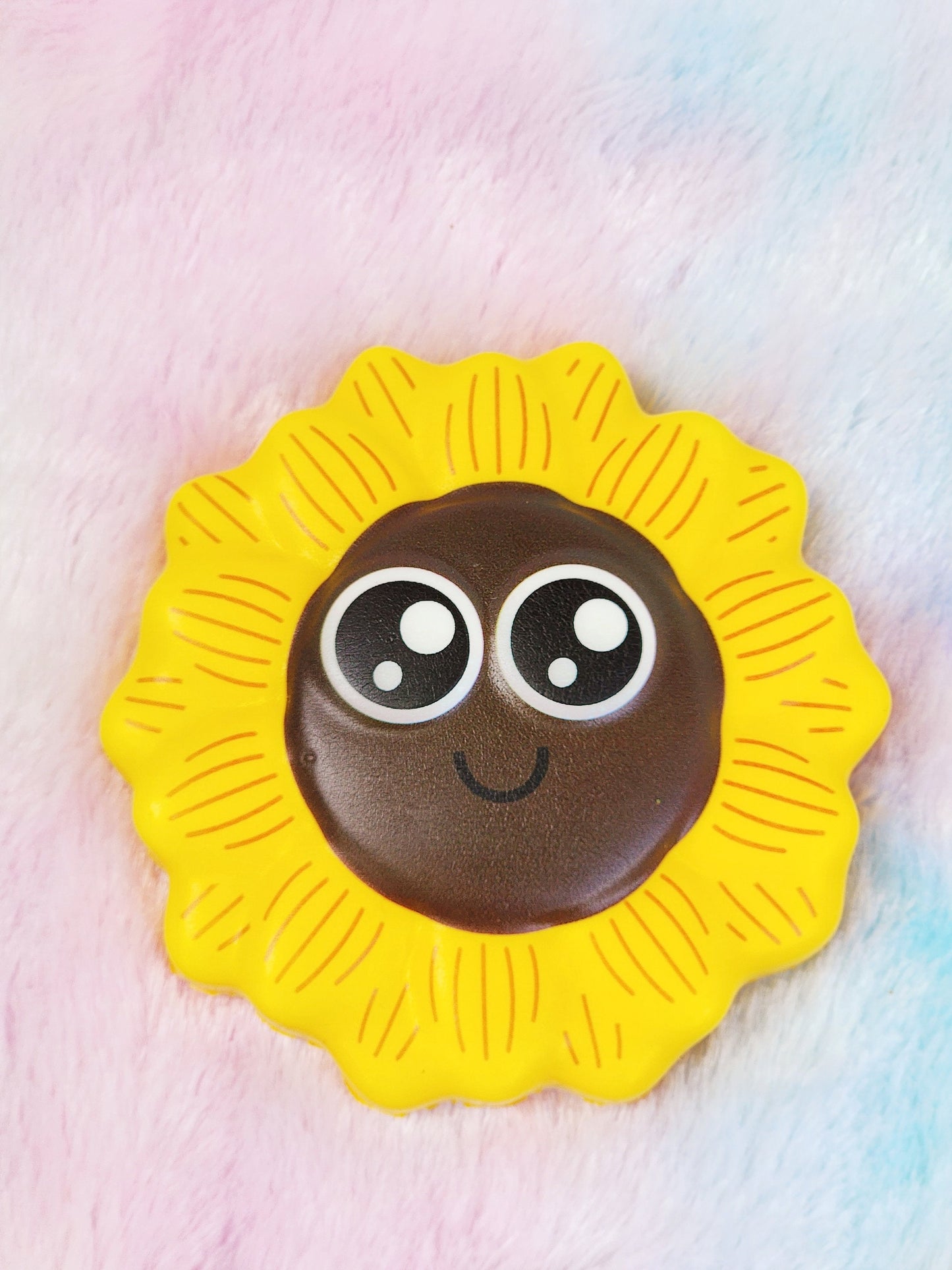 Jumbo Sunflower Squish Sticker Spring Flower Gift Spring Gift Squishy Flower Sticker - Brown Yellow Black - Individual