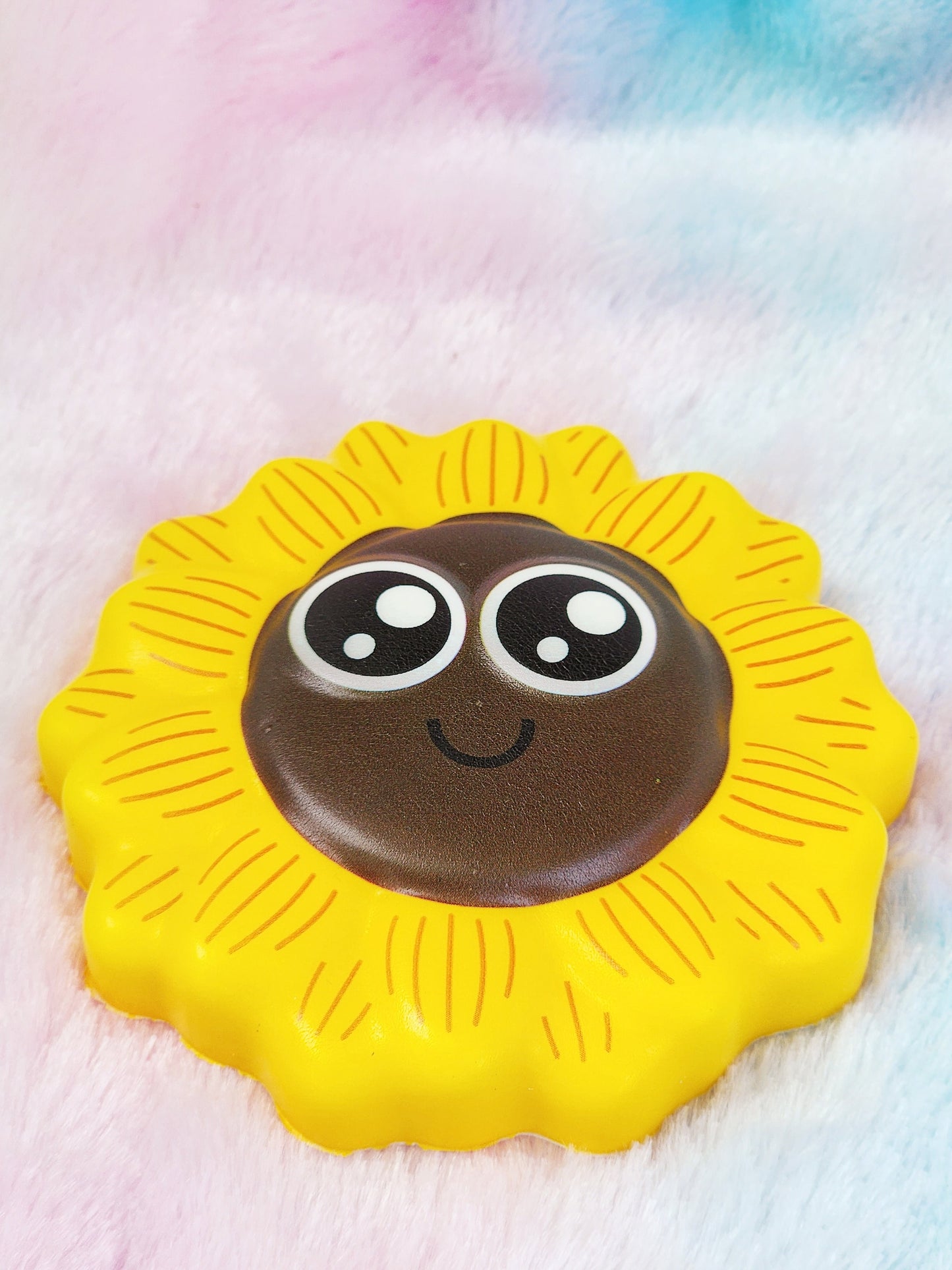 Jumbo Sunflower Squish Sticker Spring Flower Gift Spring Gift Squishy Flower Sticker - Brown Yellow Black - Individual