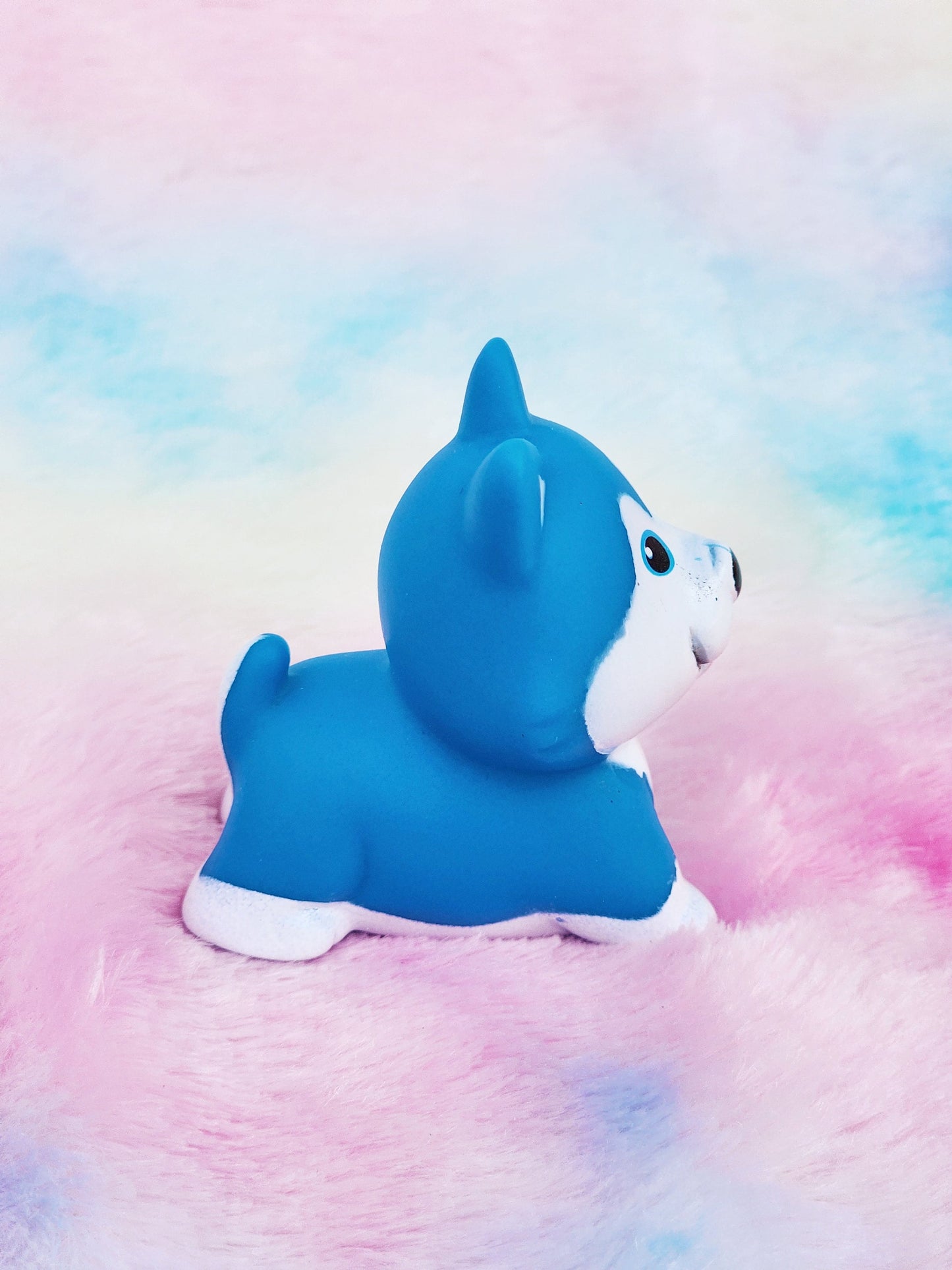 Husky Dog Pet Animal Themed Blue Rubber Figure Rubber Animal Animals Rubber Duck Ducks - Blue Black White - Individual