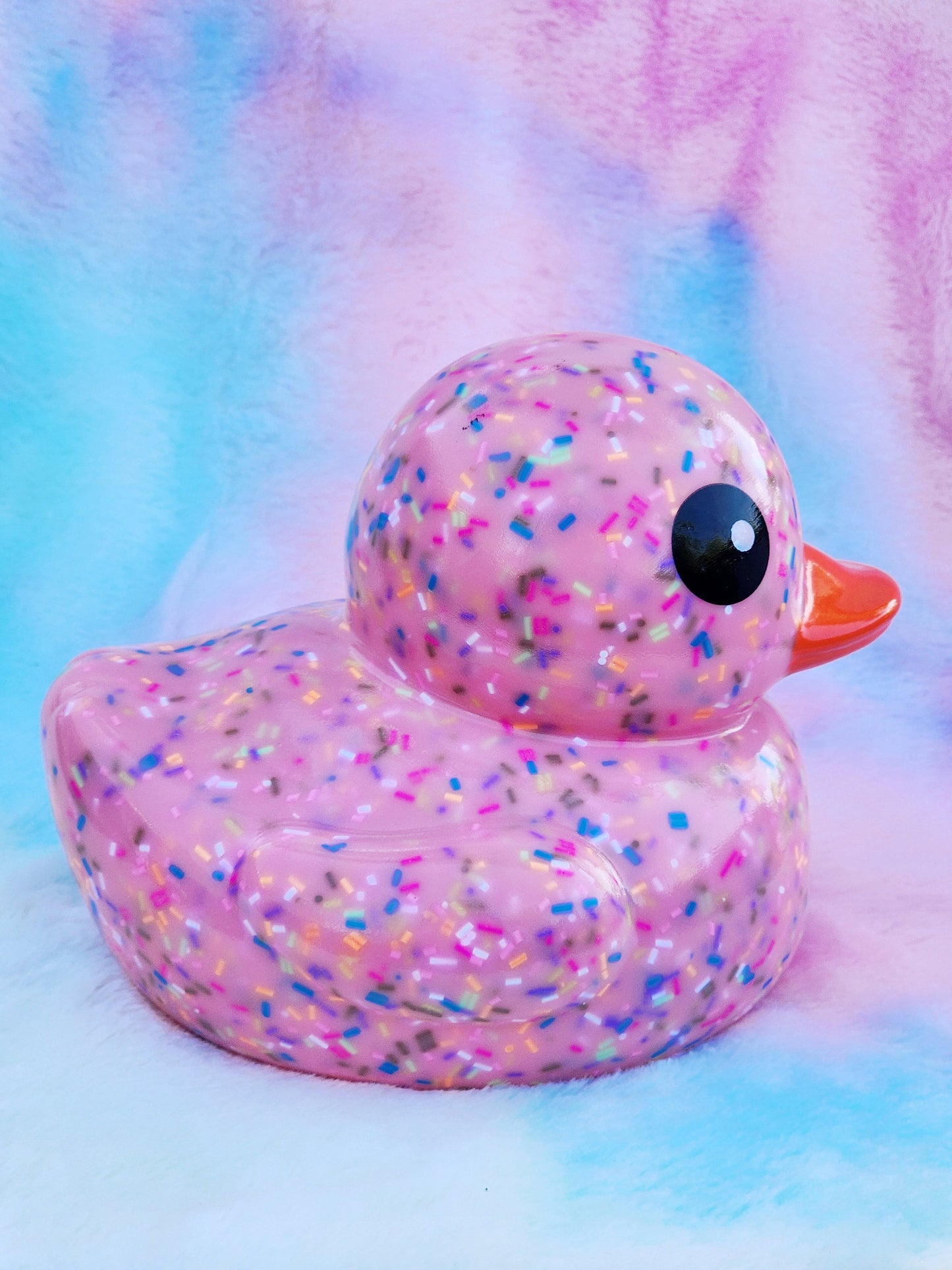 Large Strawberry Sprinkle Rubber Duck | Cute Novelty Gift | Donut Lover | Gift for Friend | Office Desk Toy | Colorful | Individual Item