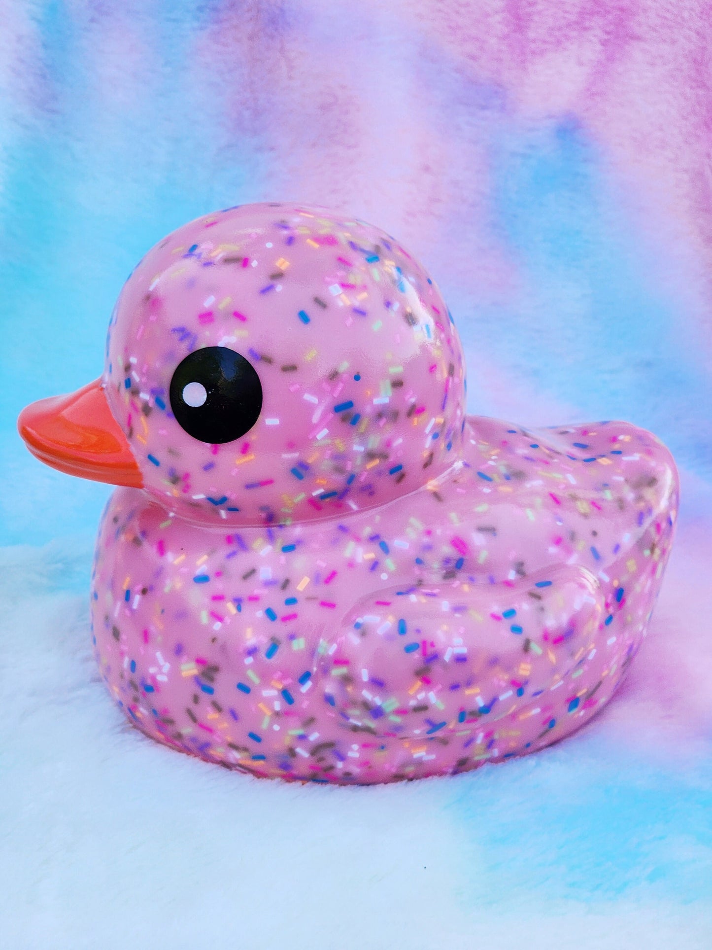 Large Strawberry Sprinkle Rubber Duck | Cute Novelty Gift | Donut Lover | Gift for Friend | Office Desk Toy | Colorful | Individual Item