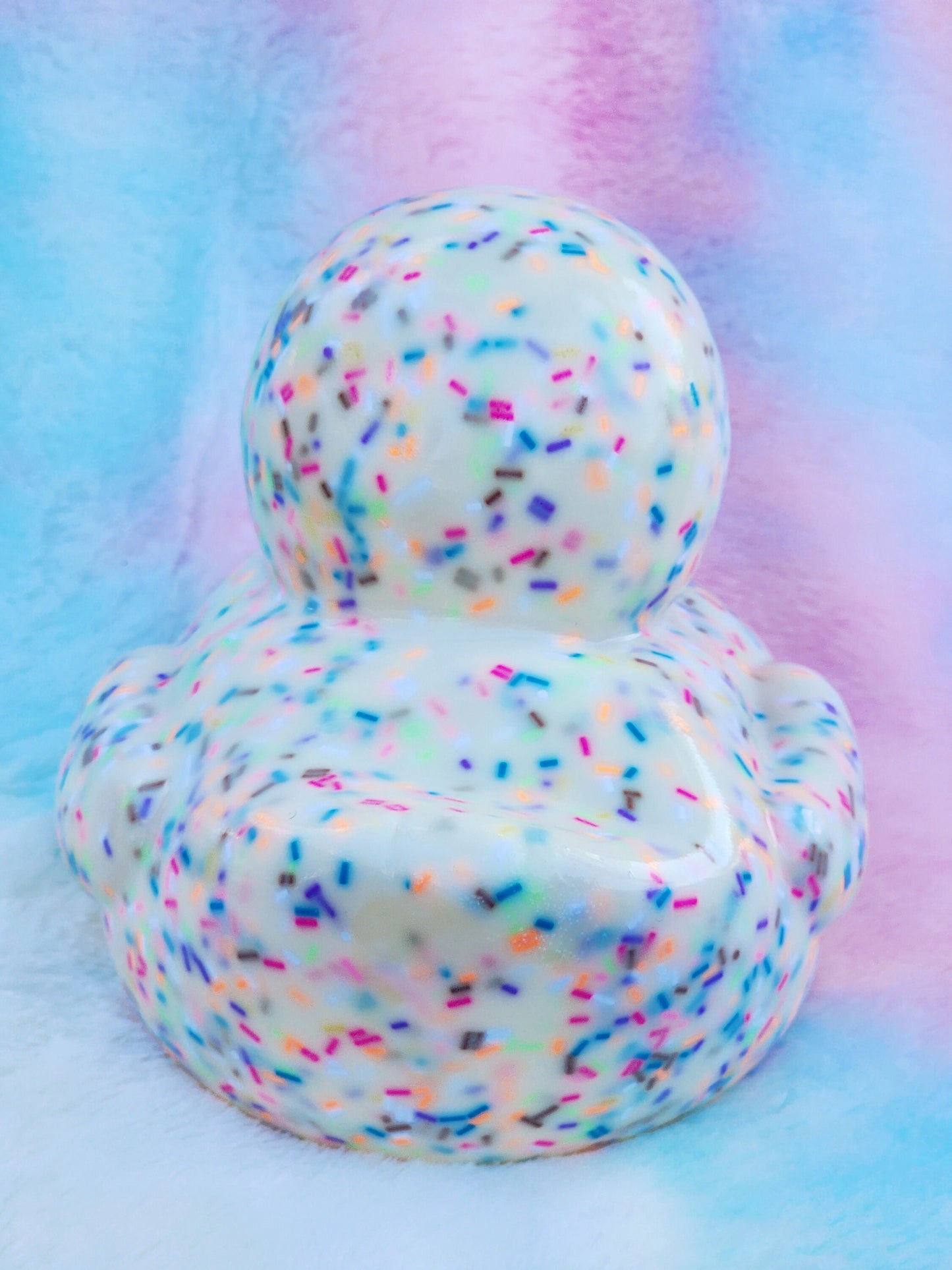 Large Vanilla Sprinkle Rubber Duck | Cute Novelty Gift | Donut Lover | Gift for Friend | Office Desk Toy | Colorful | Individual Item