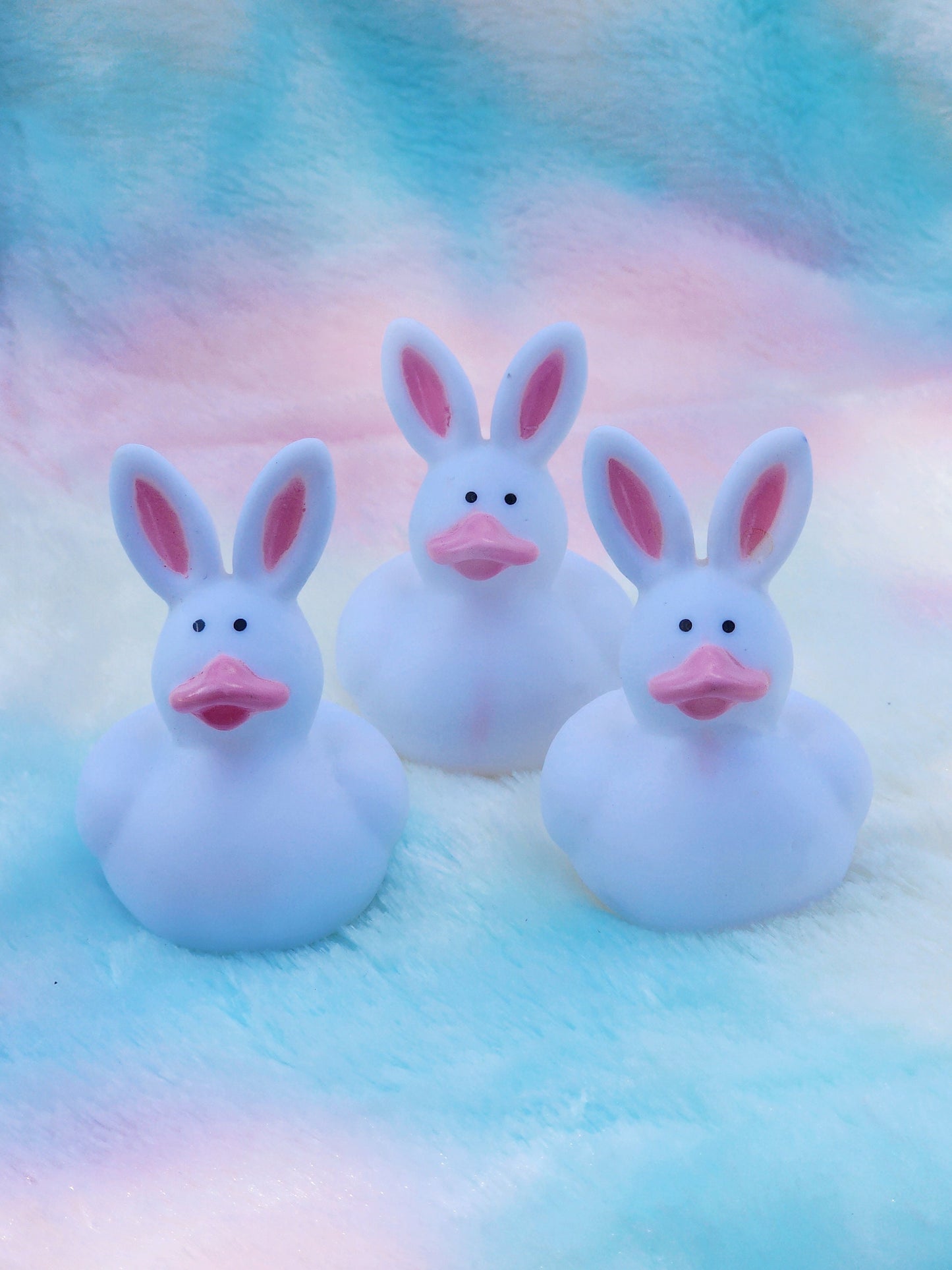 Bunnie Rabbit Animal Themed Rubber Duck Ducks - Pink White - Individuals or Pack of 3