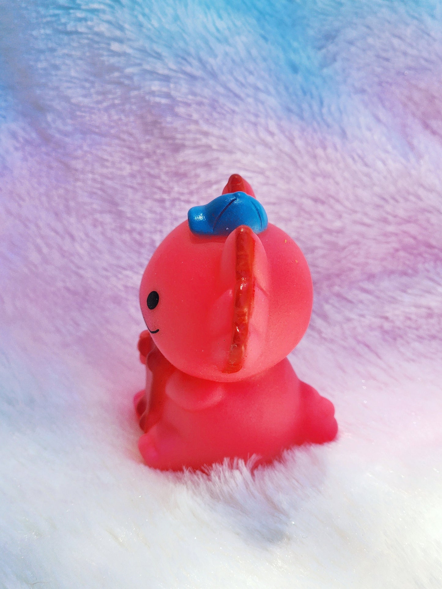 Skating Axolotl Themed Coral Rubber Figure Rubber Animal Animals Rubber Duck Ducks - Coral Red Blue - Individual