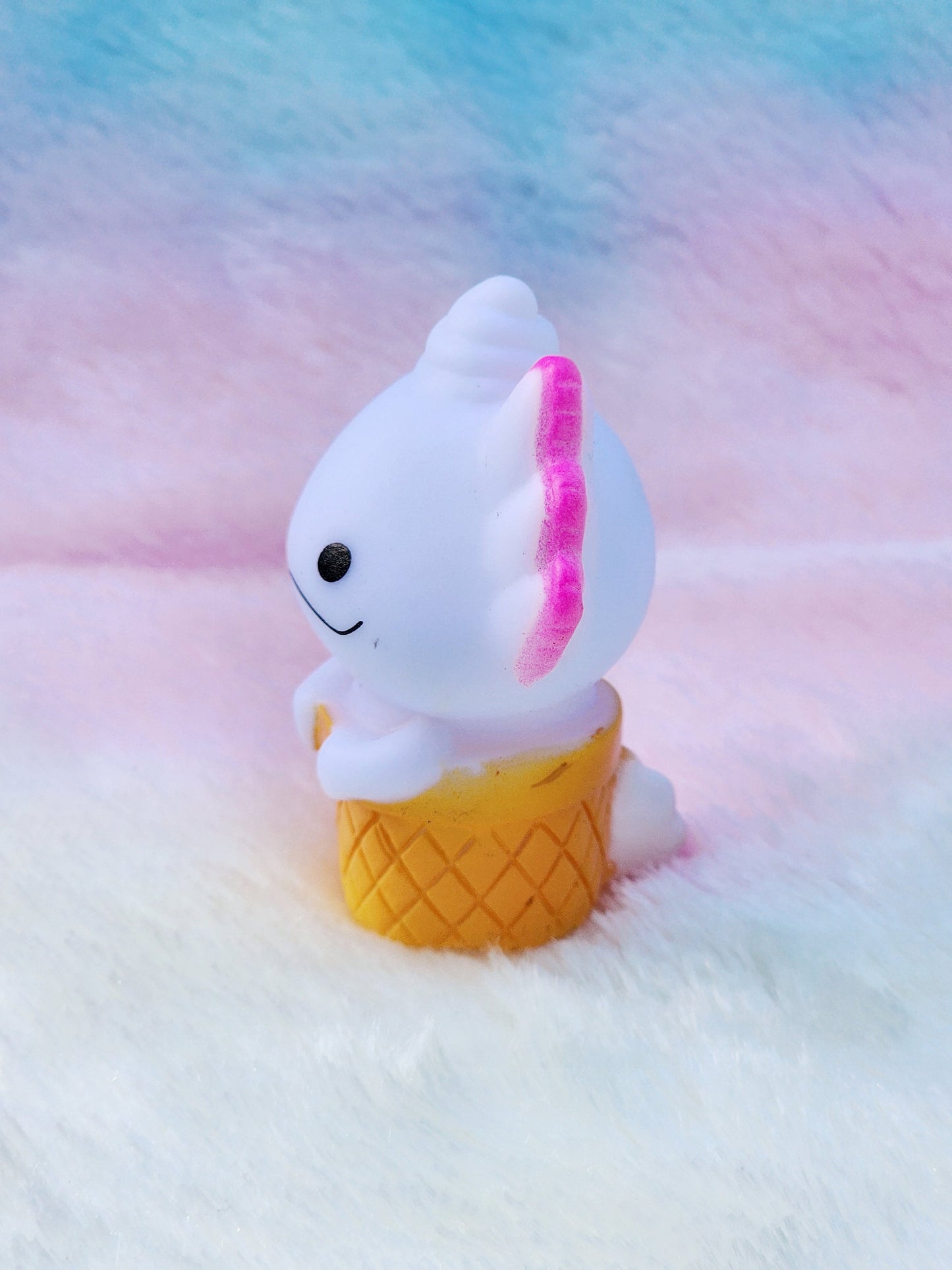 Ice Cream Axolotl Themed White Rubber Figure Rubber Animal Animals Rubber Duck Ducks - Brown Pink White - Individual