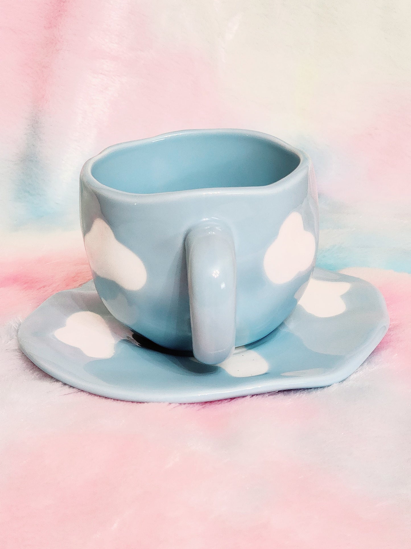 Blue Cloud Mug Cloud Plate Ceramic Mug Ceramic Plate Cute Hand Painted White Blue Cloud Mug Cloud Gift Coffee Lover Gift Tea Lover Gift