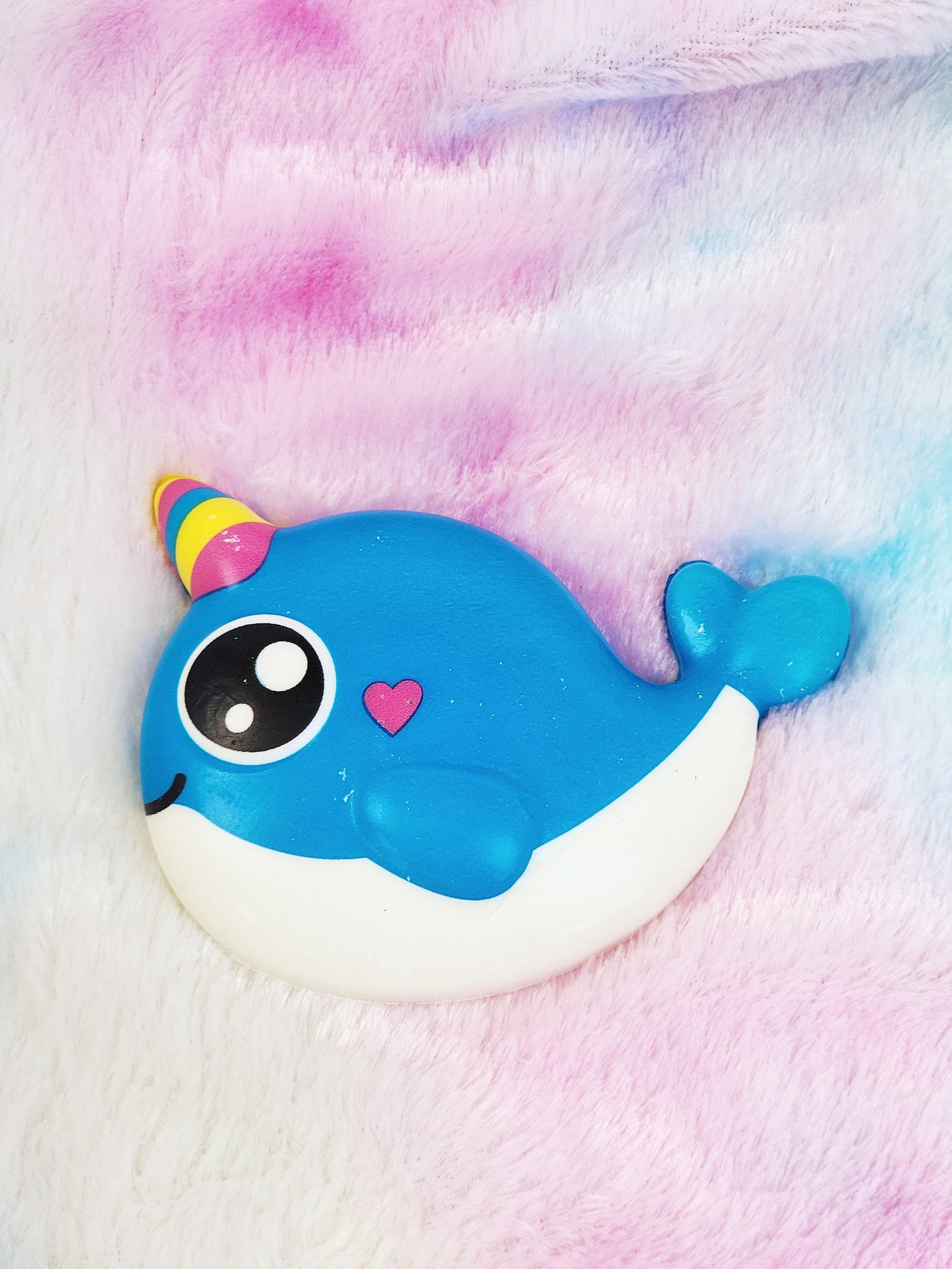 Jumbo Blue Narwhal Squish Sticker Sea Animal Lover Narwhal Gift Sea Animal Gift Squishy Animal Sticker - Blue Black White - Individual