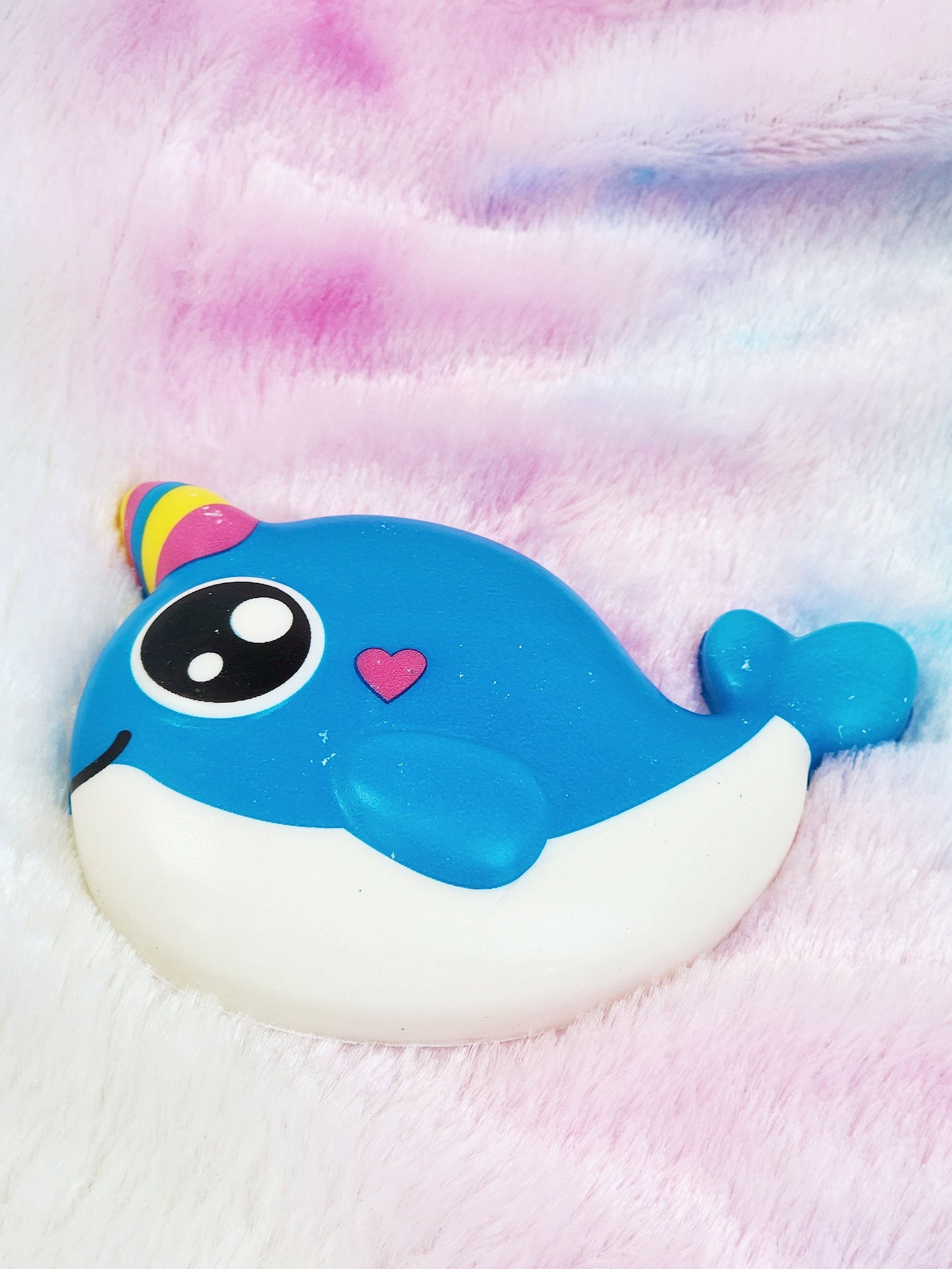 Jumbo Blue Narwhal Squish Sticker Sea Animal Lover Narwhal Gift Sea Animal Gift Squishy Animal Sticker - Blue Black White - Individual