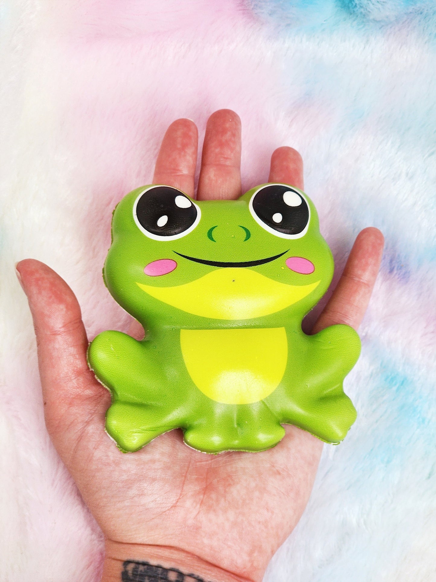 Jumbo Green Frog Squish Sticker Animal Lover Frog Gift Animal Gift Squishy Animal Sticker - Green Pink Black - Individual