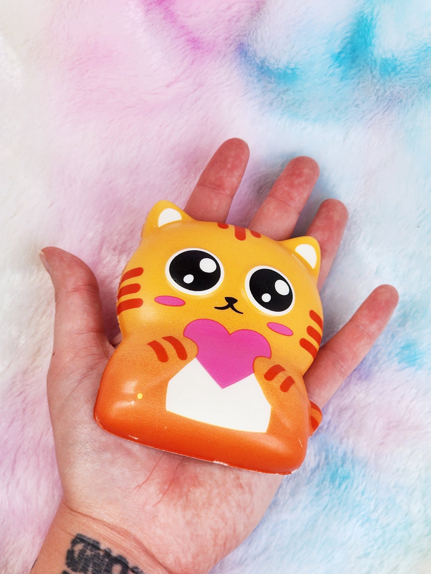 Jumbo Orange Cat Squish Sticker Animal Cat Gift Animal Gift Squishy Animal Sticker - Orange Pink White Black - Individual