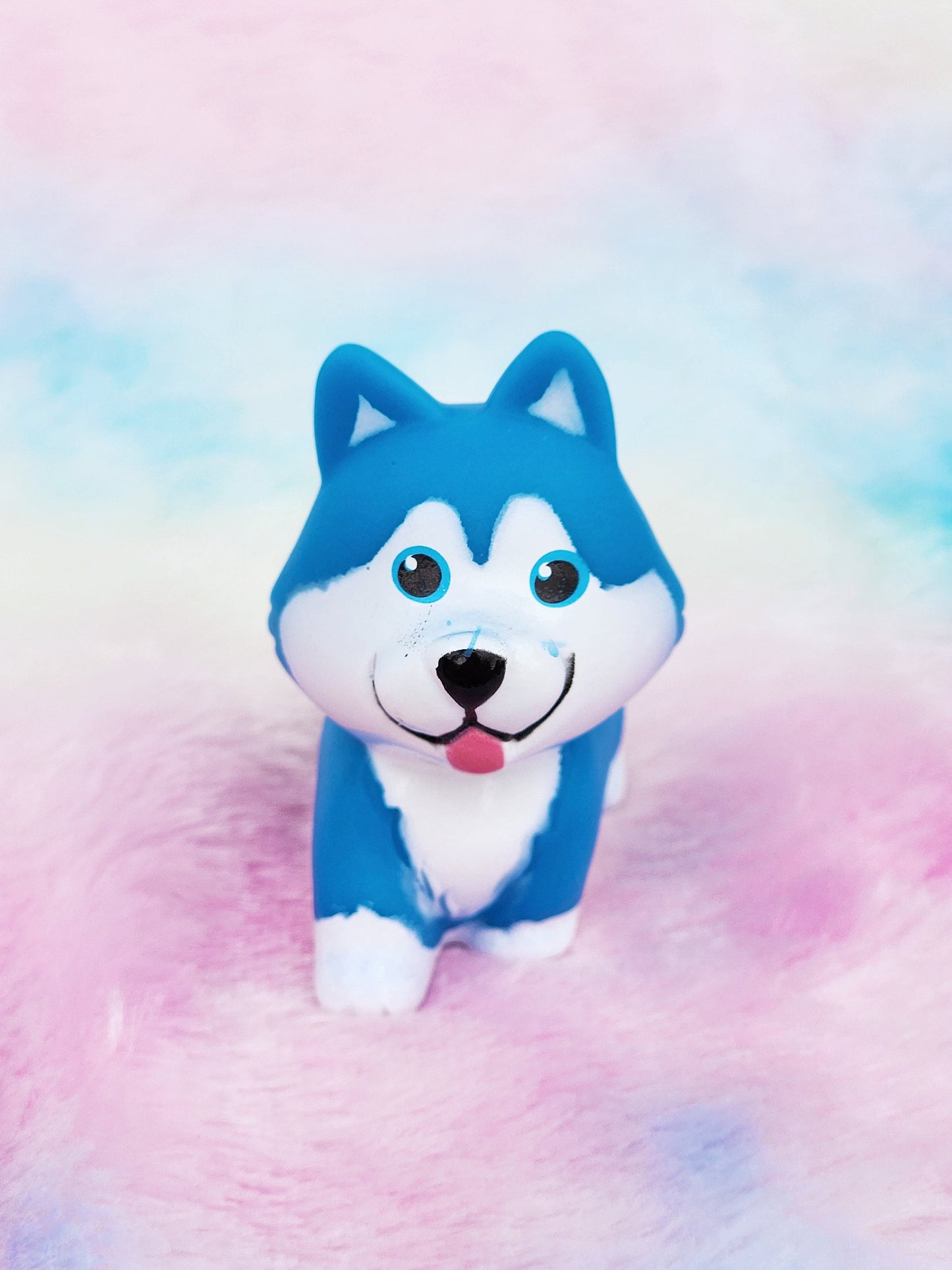 Husky Dog Pet Animal Themed Blue Rubber Figure Rubber Animal Animals Rubber Duck Ducks - Blue Black White - Individual