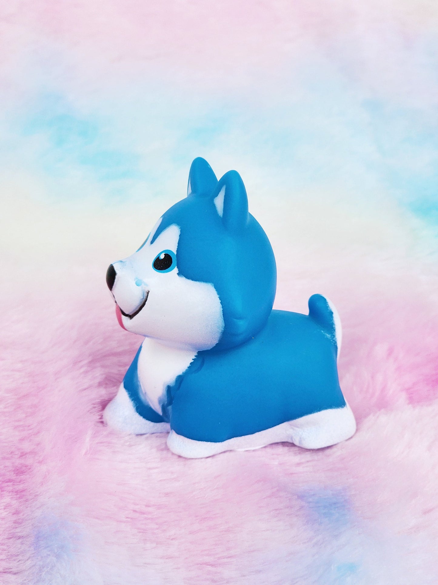 Husky Dog Pet Animal Themed Blue Rubber Figure Rubber Animal Animals Rubber Duck Ducks - Blue Black White - Individual