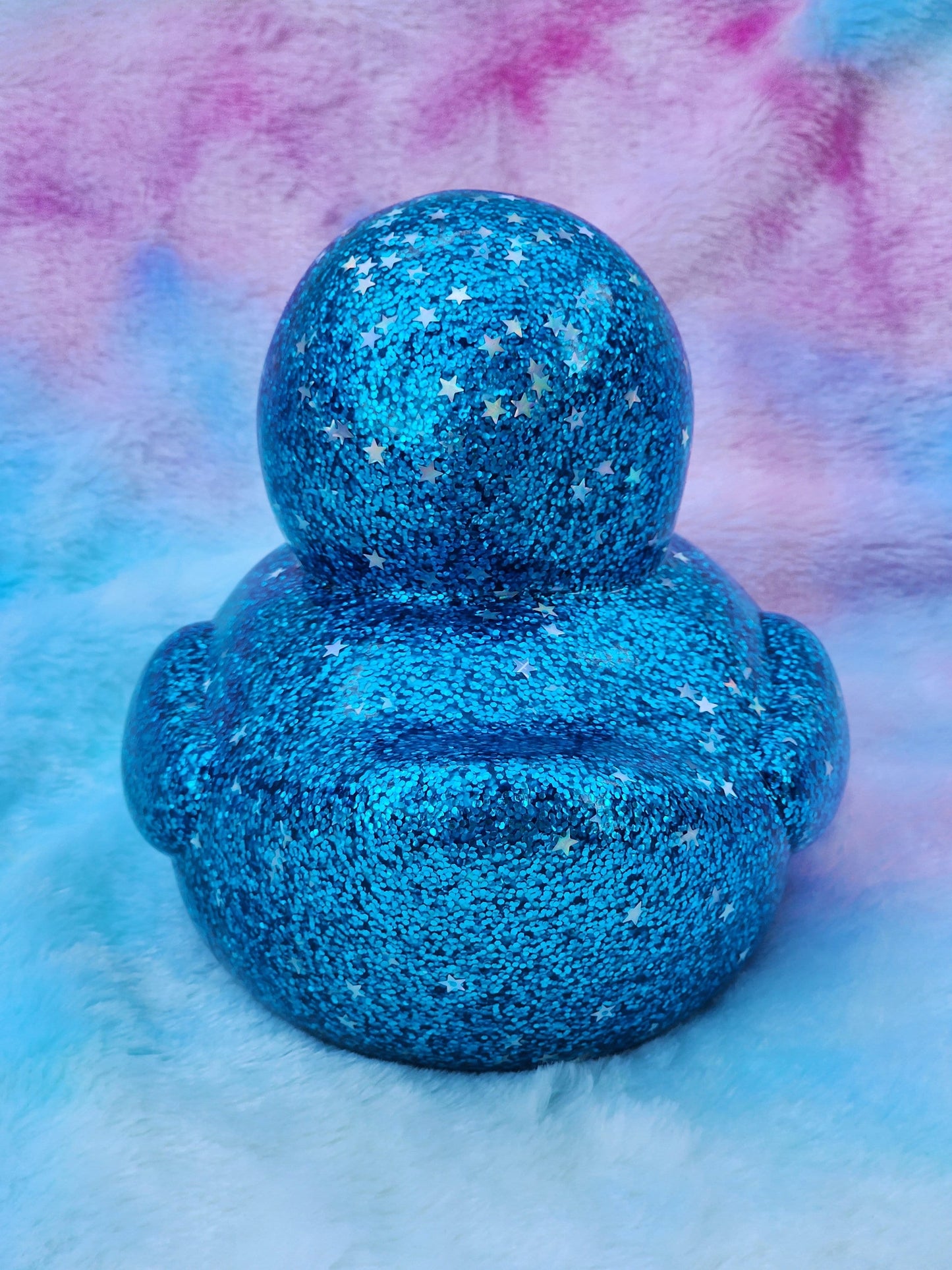 Large Aqua Blue Glitter Rubber Duck | Cute Novelty Gift | Duck Lover | Gift for Friend | Office Desk Toy | Colorful | Individual Item