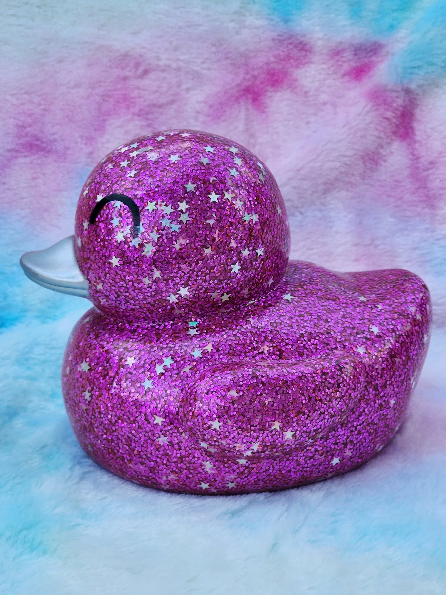 Large Pink Glitter Rubber Duck | Cute Novelty Gift | Duck Lover | Gift for Friend | Office Desk Toy | Colorful | Individual Item