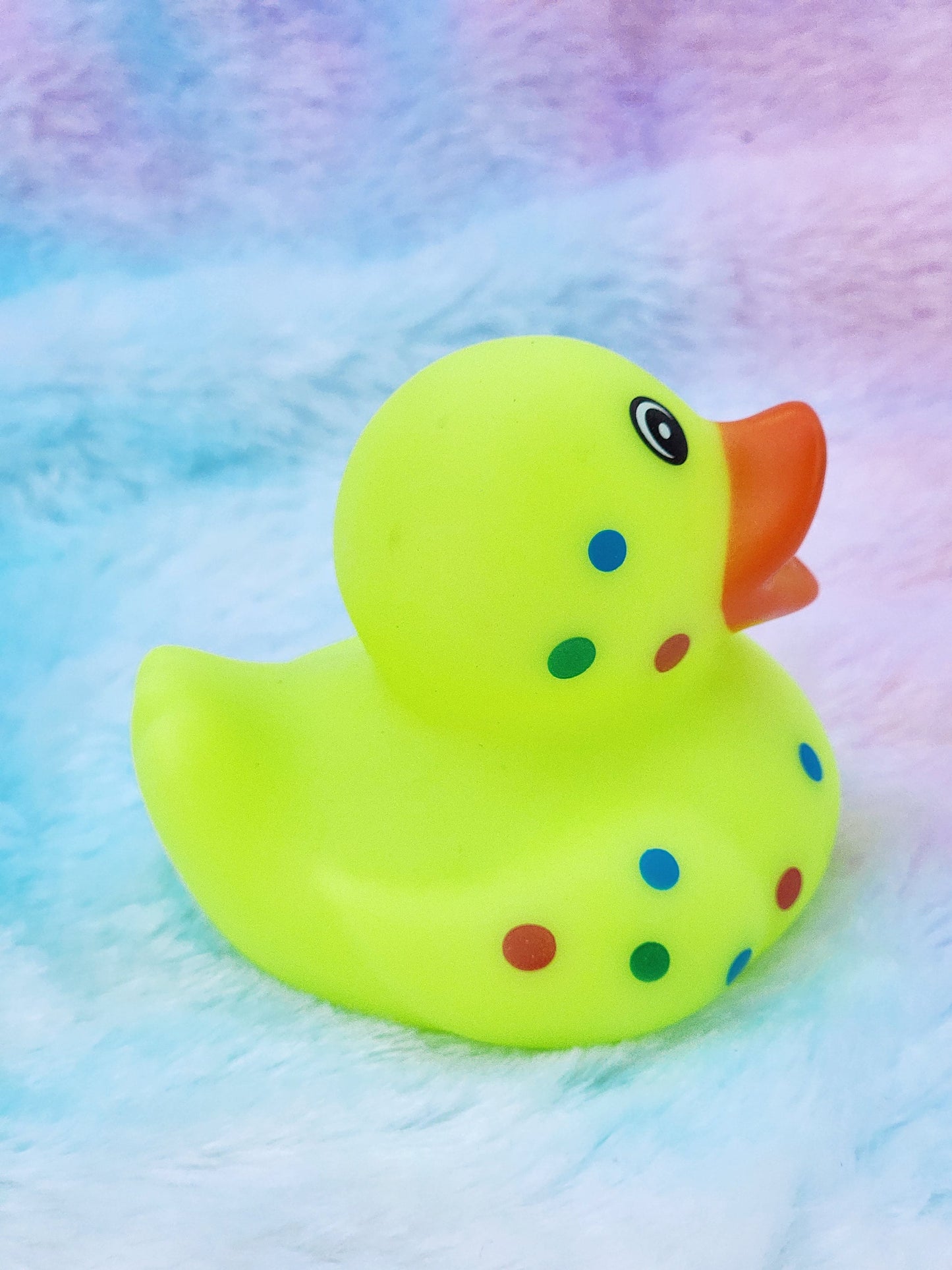 Neon Green Polka Dot Rubber Duck | Cute Novelty Gift | Retro Lover | Gift for Friend | Office Desk Toy | Colorful | Individual Item