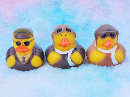 Aviator Rubber Ducks | Cute Novelty Gift | Pilot Gift | Gift for Friend | Office Desk Toy | Air Force Lover | Individual Item | Pack of 3