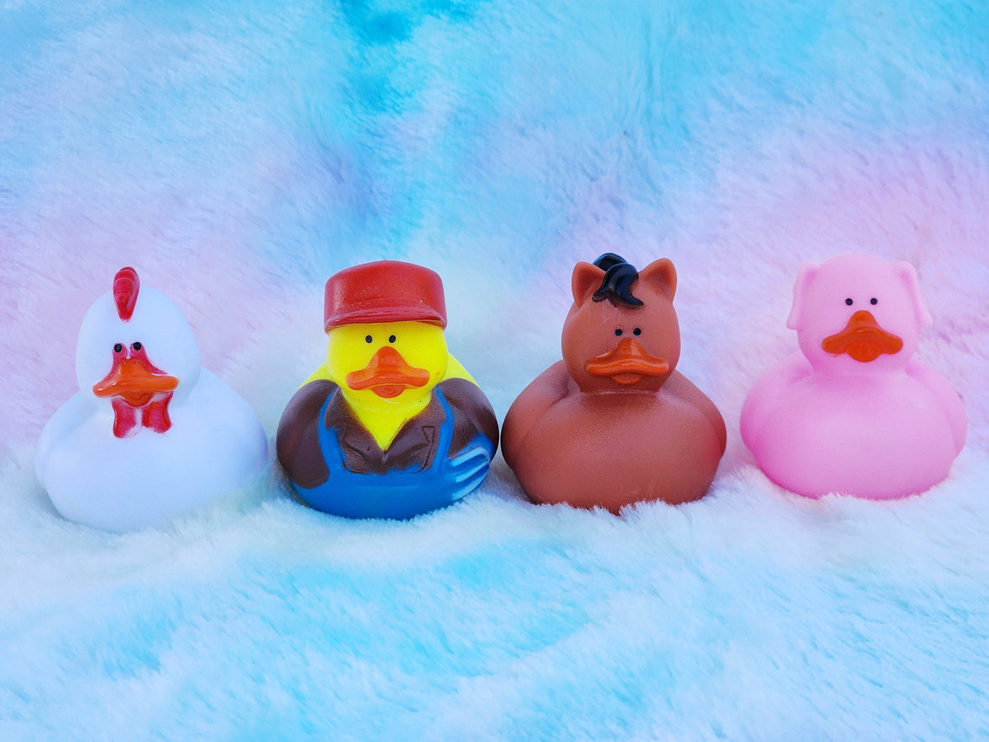 Farm Animals Themed Rubber Duck Ducks - Chicken Pig Horse Farmer - Individuals or Pack of 4