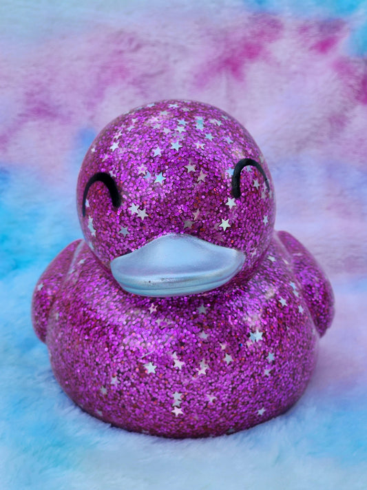 Large Pink Glitter Rubber Duck | Cute Novelty Gift | Duck Lover | Gift for Friend | Office Desk Toy | Colorful | Individual Item