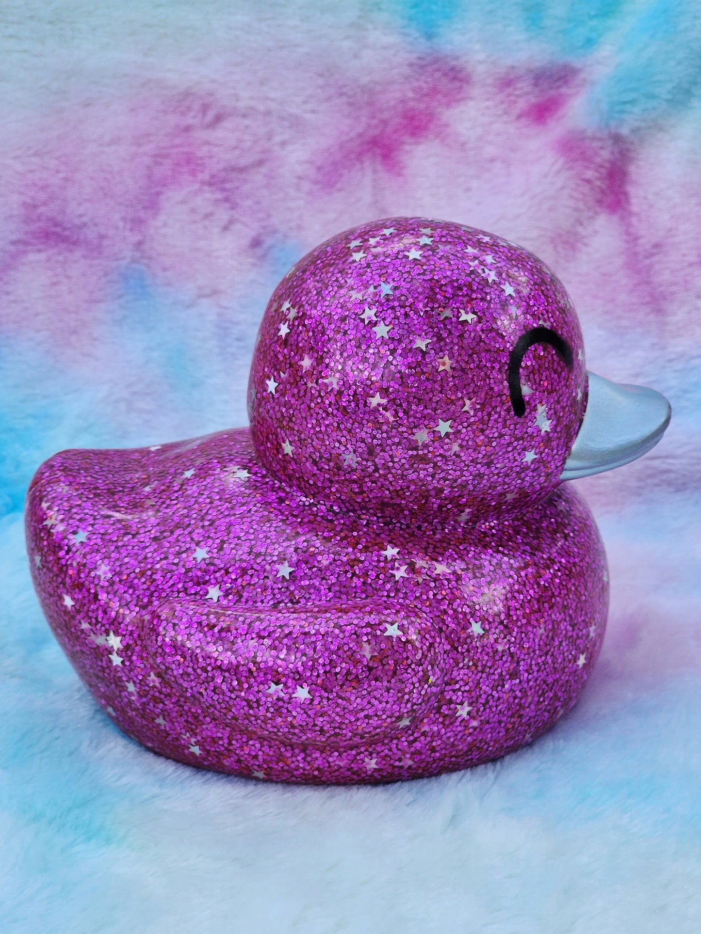 Large Pink Glitter Rubber Duck | Cute Novelty Gift | Duck Lover | Gift for Friend | Office Desk Toy | Colorful | Individual Item