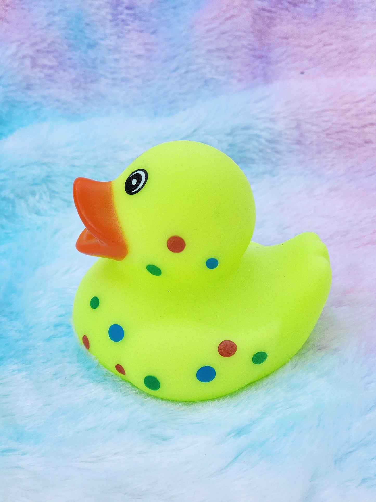 Neon Green Polka Dot Rubber Duck | Cute Novelty Gift | Retro Lover | Gift for Friend | Office Desk Toy | Colorful | Individual Item