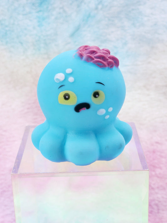 Scared Octopus Sea Ocean Animal Themed Blue Rubber Figure Rubber Animal Animals Rubber Duck Ducks - Blue Purple White - Individual