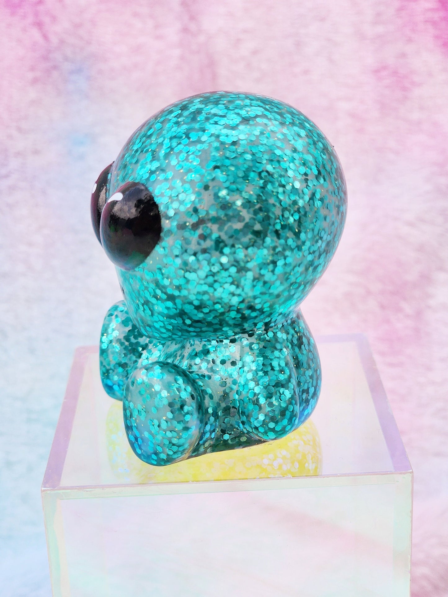 Aqua Glitter Alien | Cute Novelty Gifts | Alien Lover | Office Desk Toy | Extraterrestrial Lover | Gift for Friend | Individual